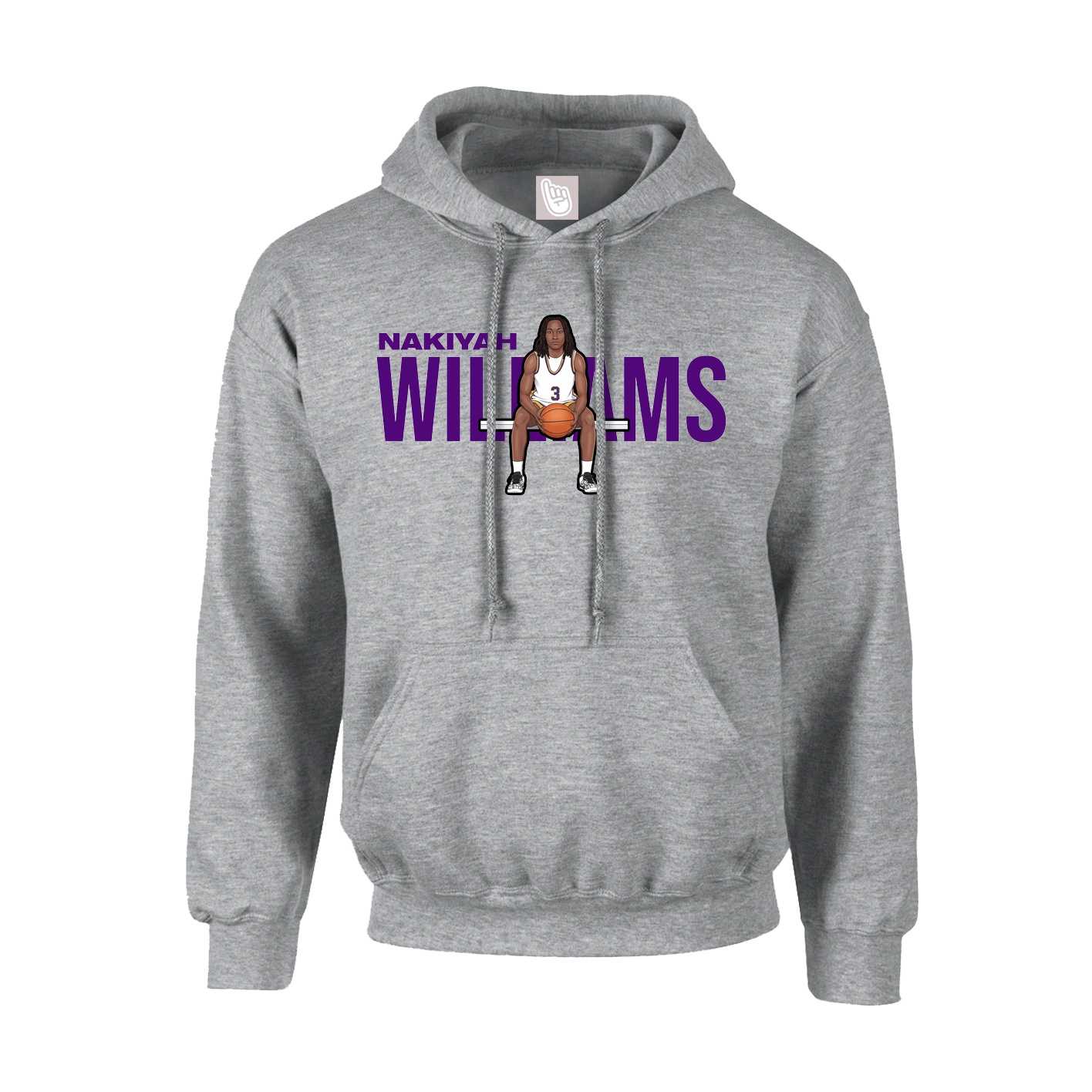 Youth Hoodie — Player Name in Grey