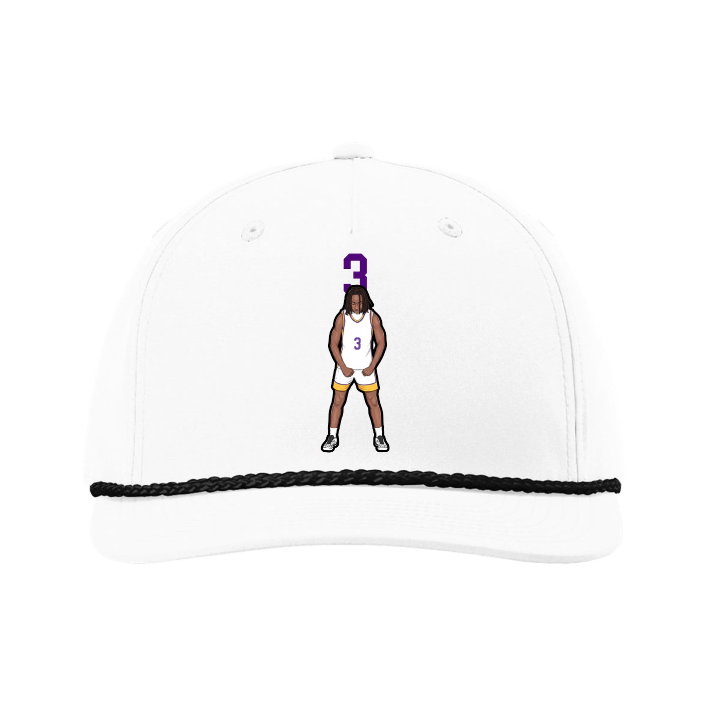 Five-Panel Classic Rope Cap — Number Top in White
