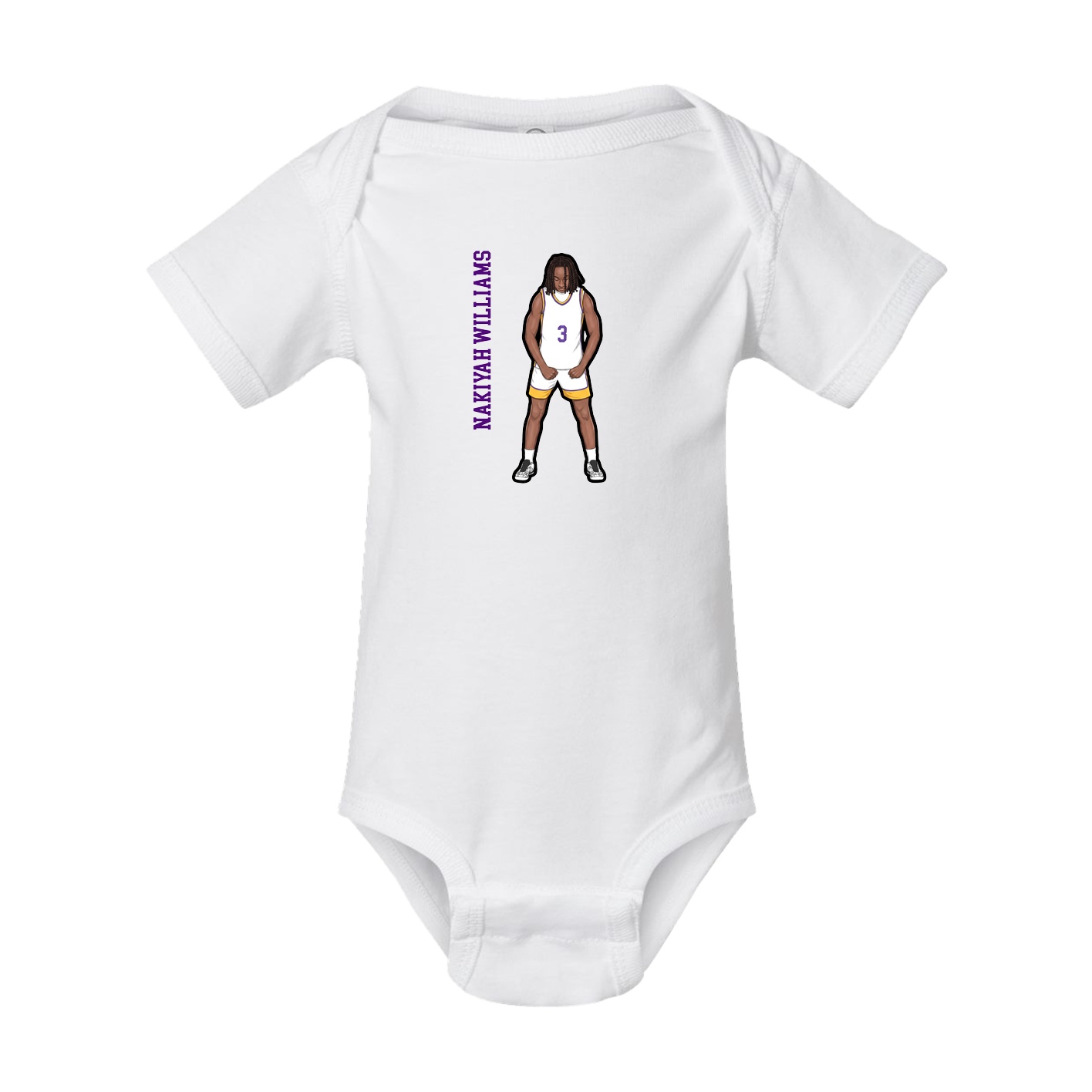 Baby Onesie — Name Vertical in White