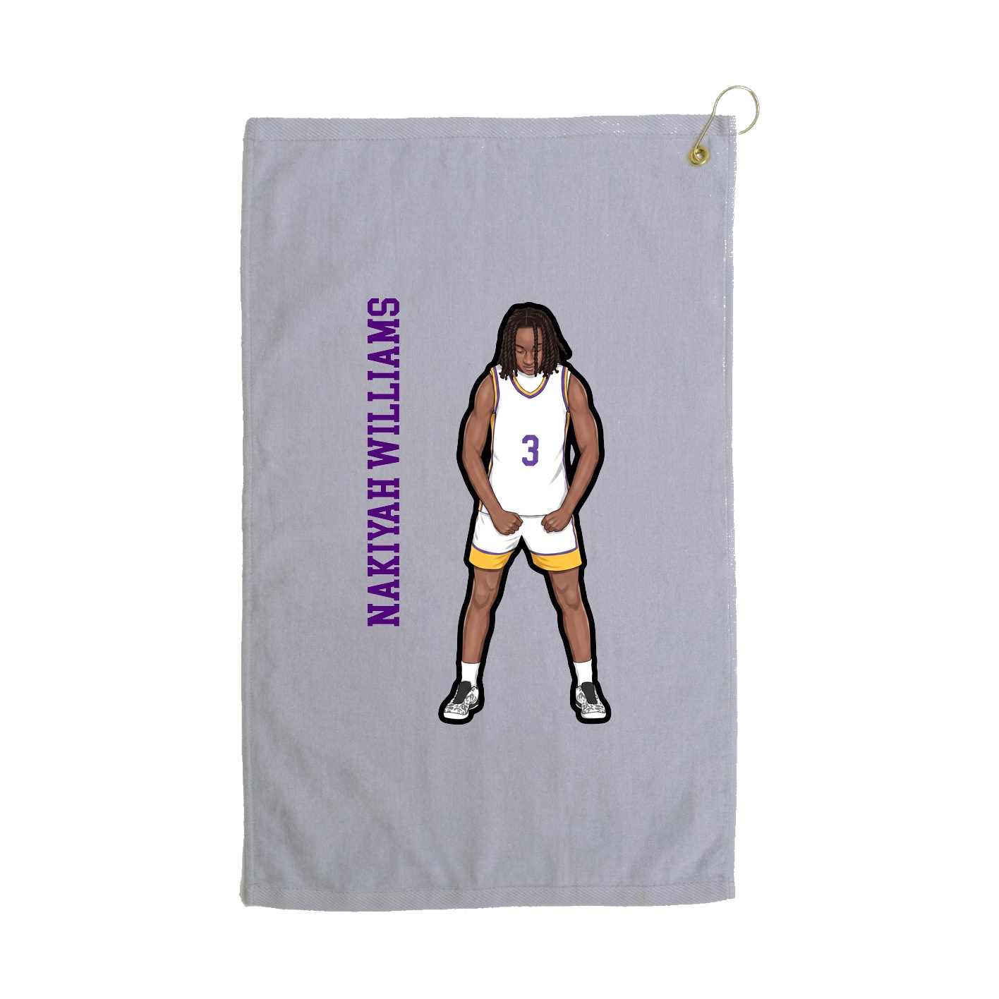 Golf Towel — Name Vertical in Grey