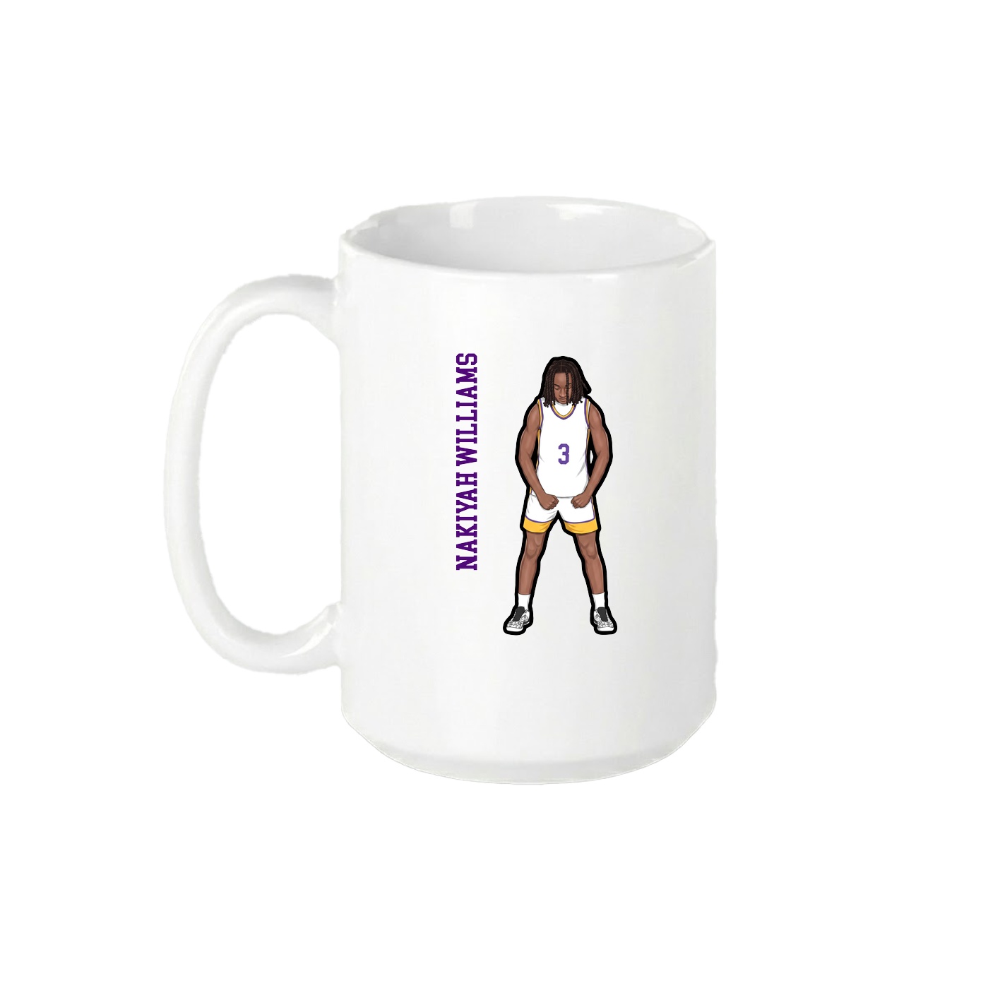 15oz Coffee Mug — Name Vertical in White