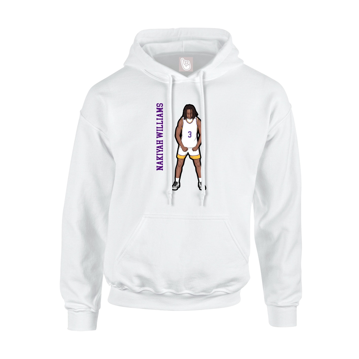 Youth Hoodie — Name Vertical in White