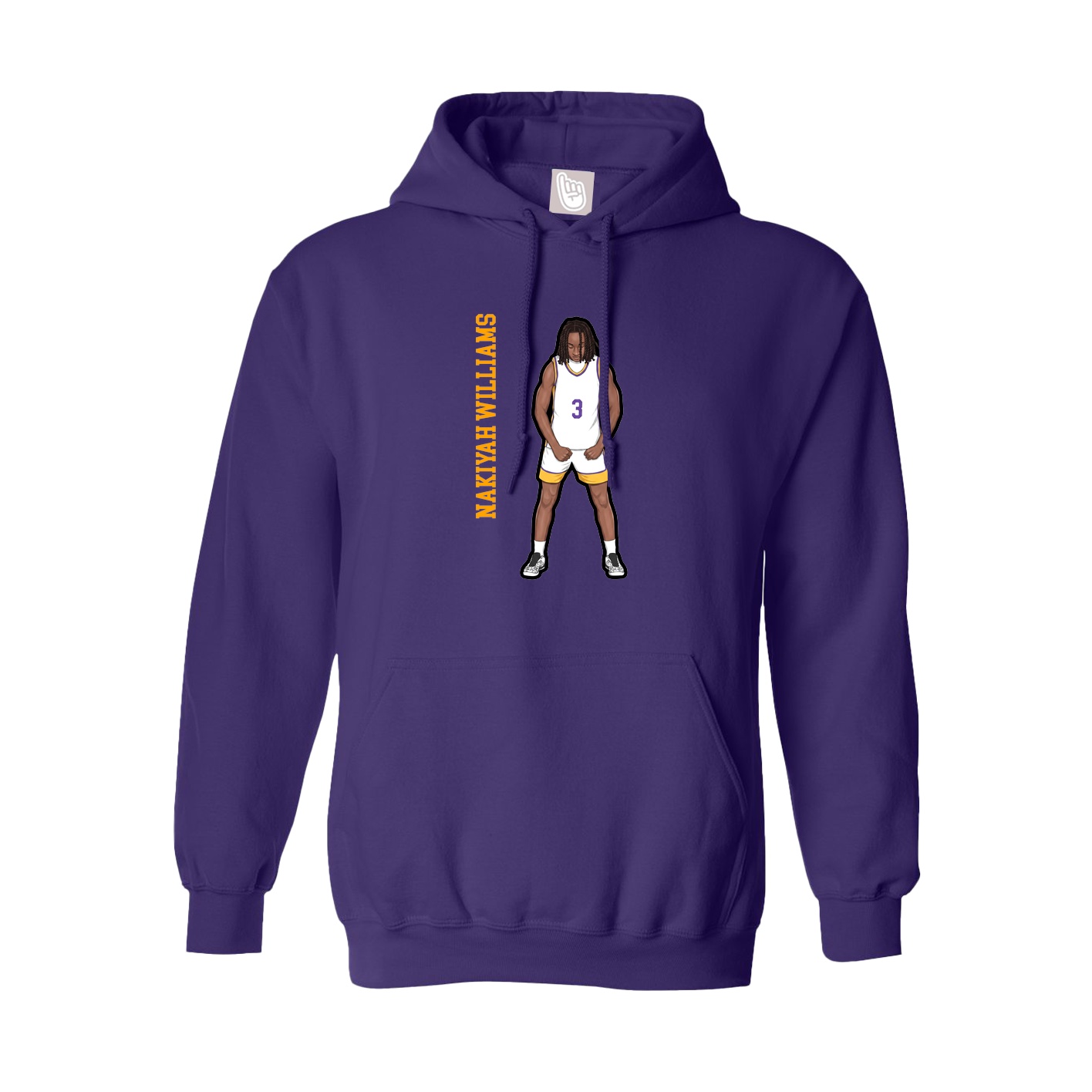 Youth Hoodie — Name Vertical in Purple
