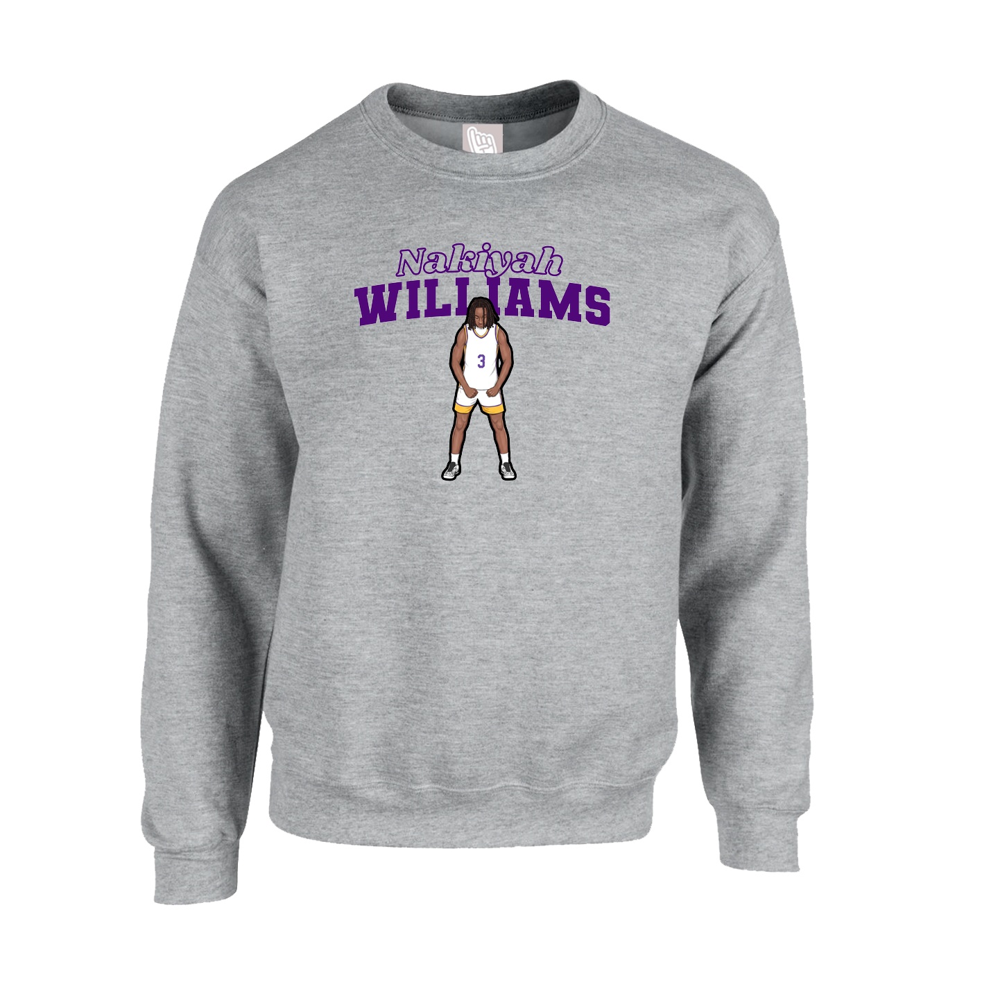 Fleece Crew — Name Arch in Grey