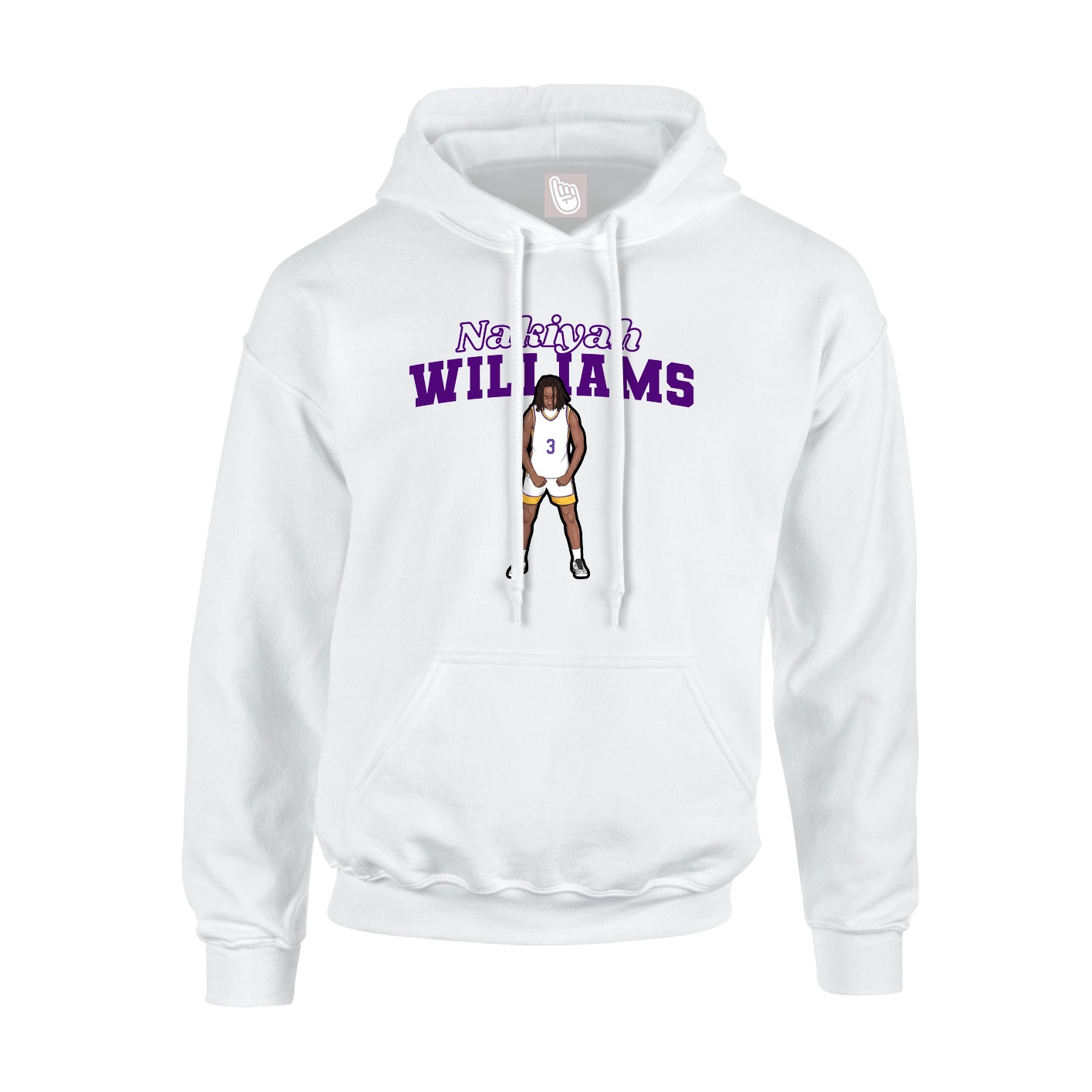 Youth Hoodie — Name Arch in White