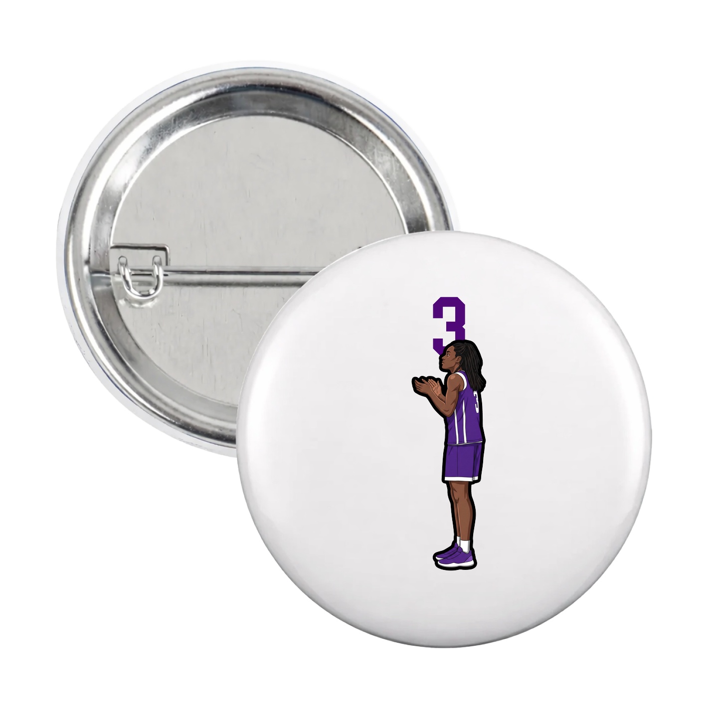Game Day Button — Number Top in White