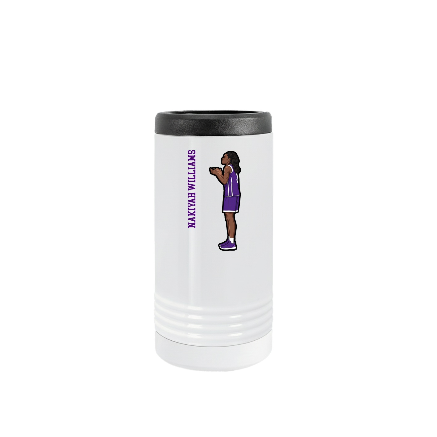 Slim Beverage Holder — Name Vertical in White