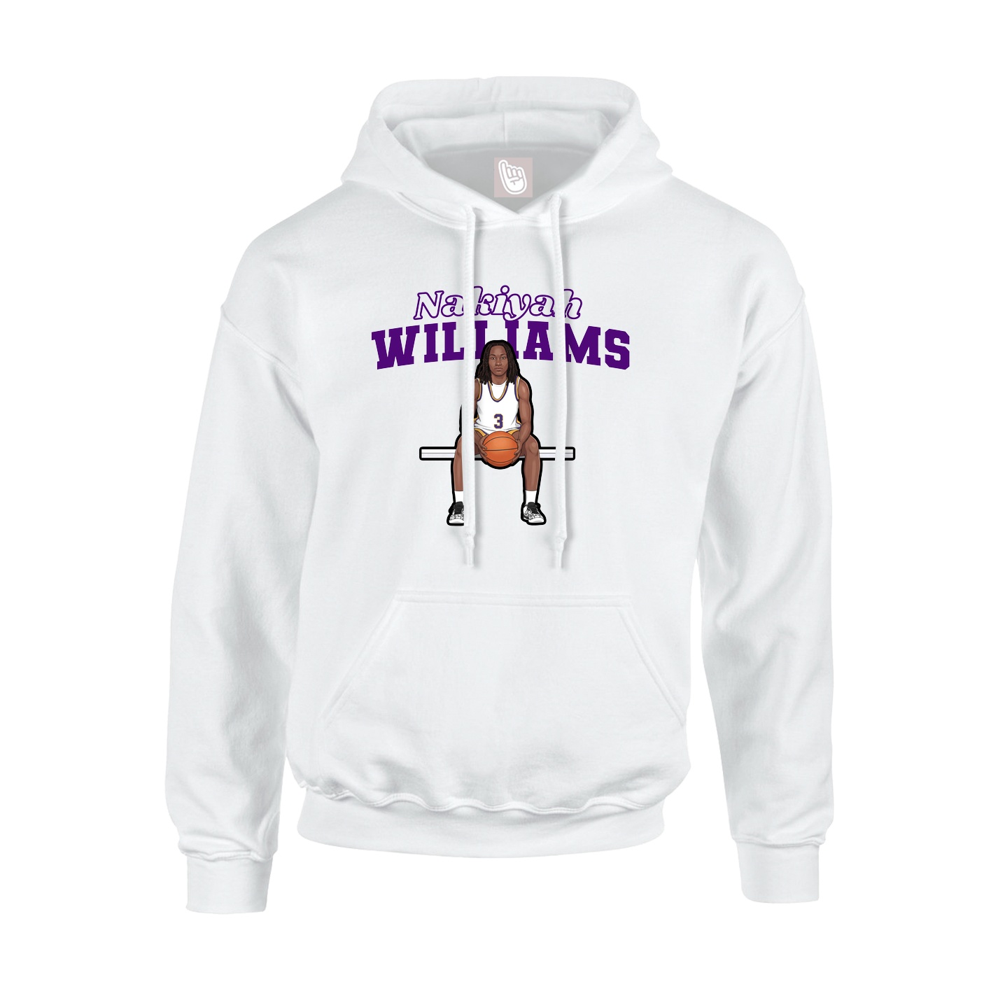 Youth Hoodie — Name Arch in White