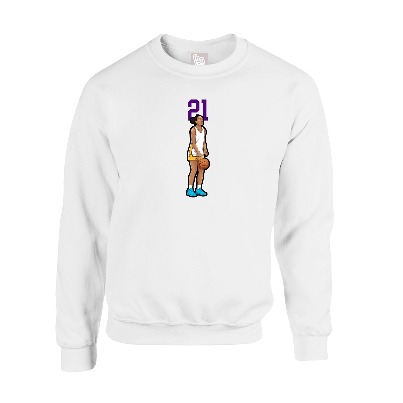 Fleece Crew — Number Top in White
