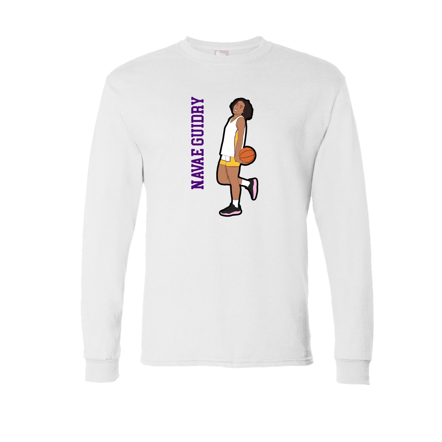 Long Sleeve Tee — Name Vertical in White