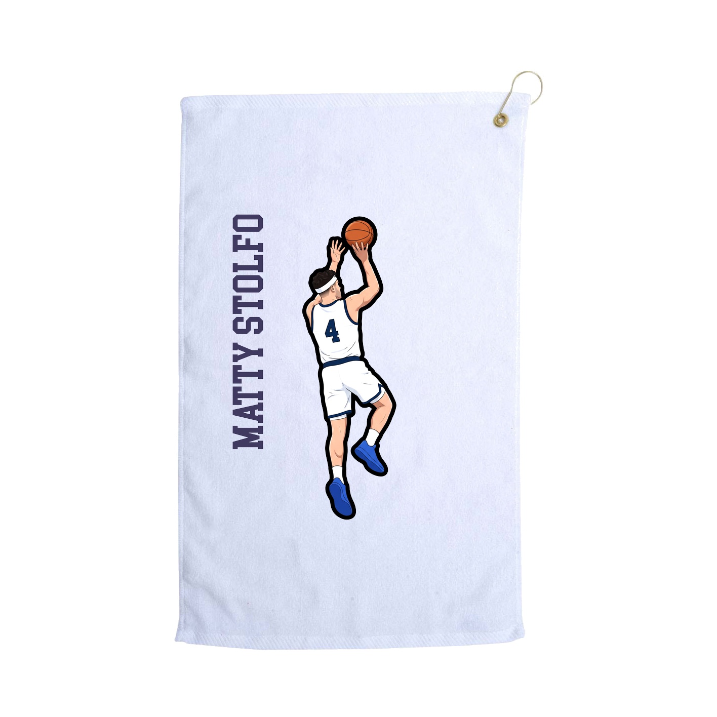 Golf Towel — Name Vertical in White