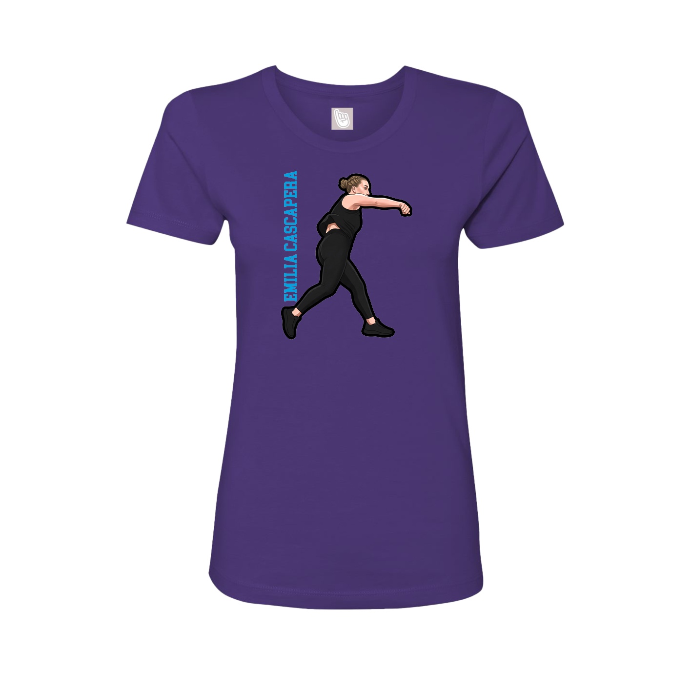Fitted Women's Tee — Name Vertical in Purple