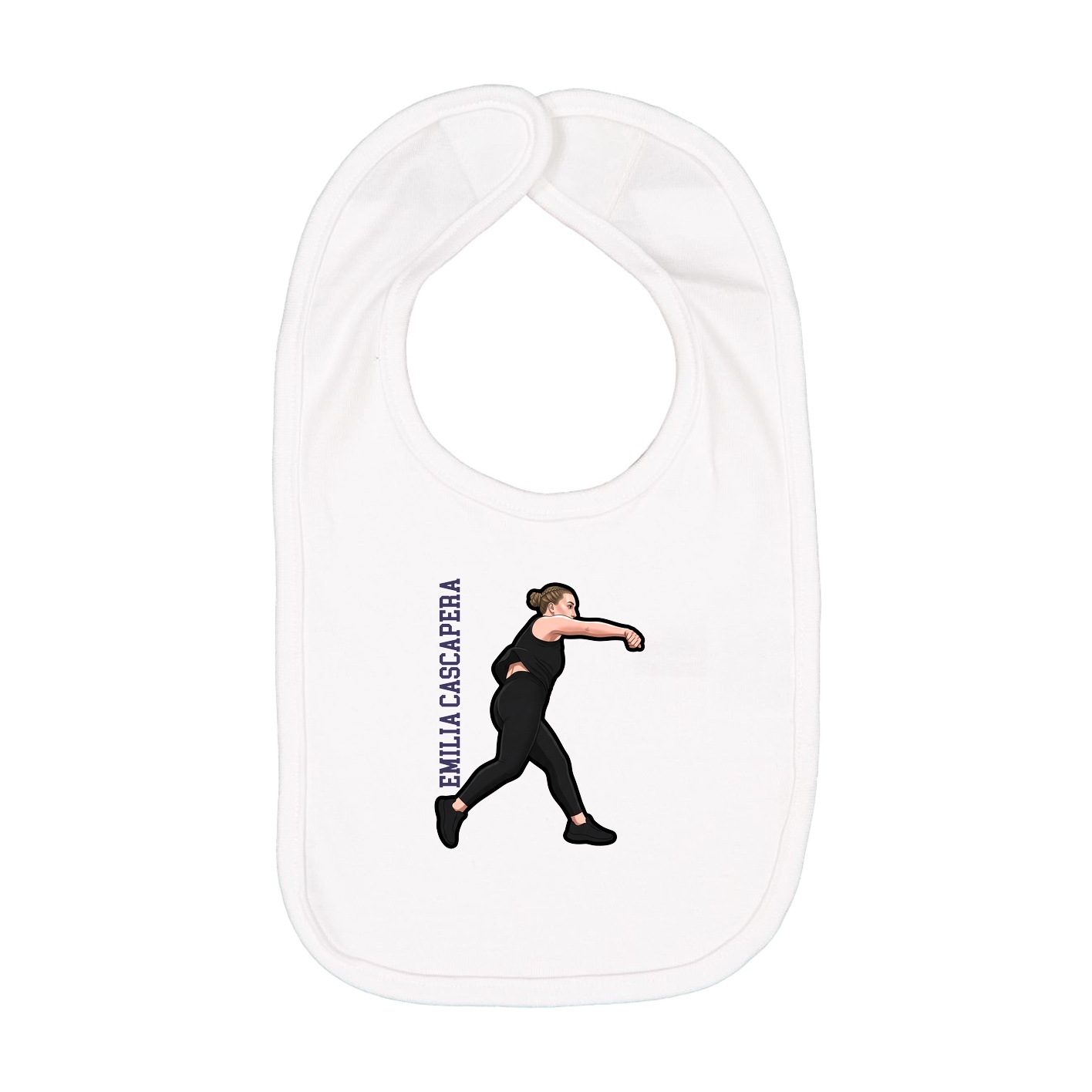 Infant Bib — Name Vertical in White