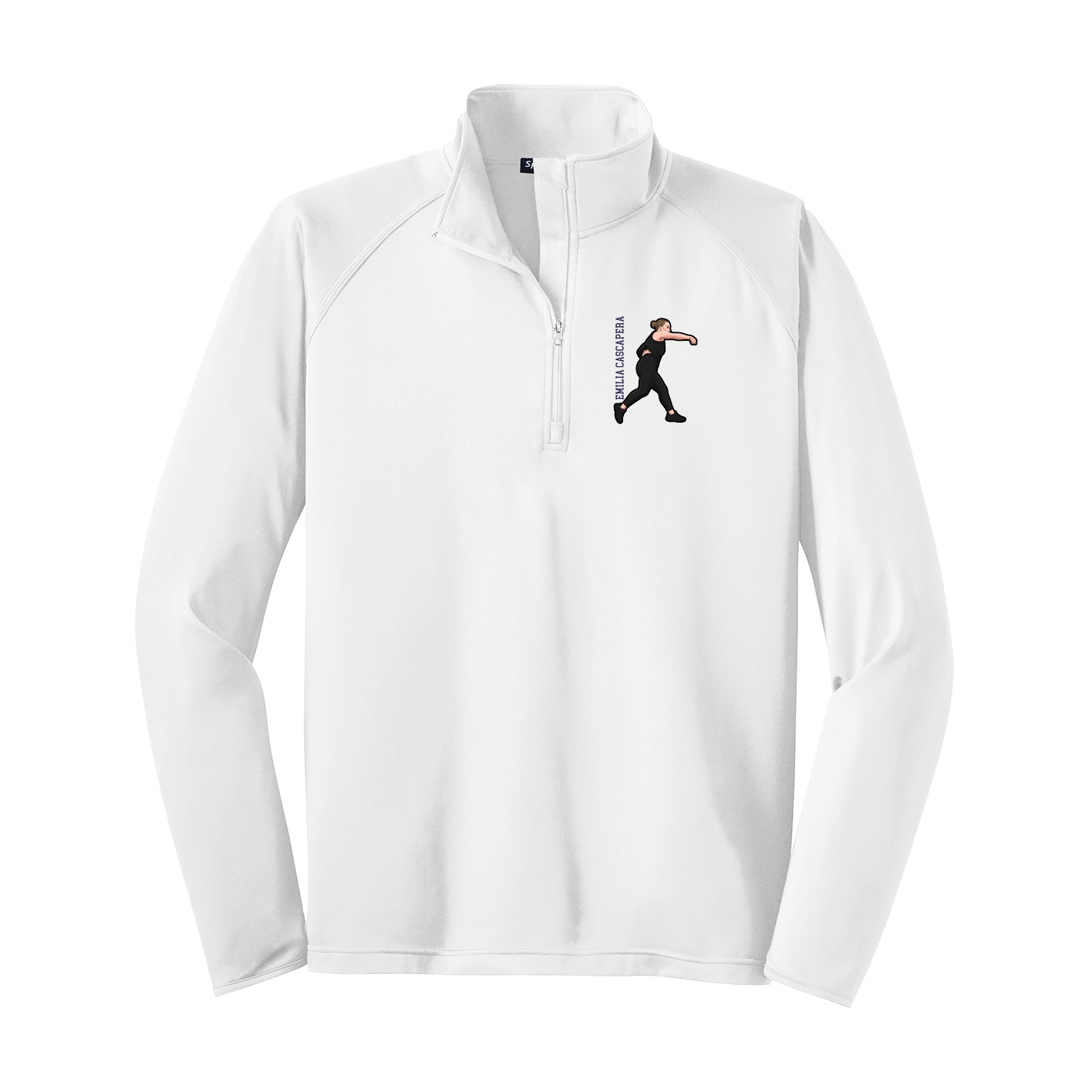 Q-Zip Pullover — Name Vertical in White