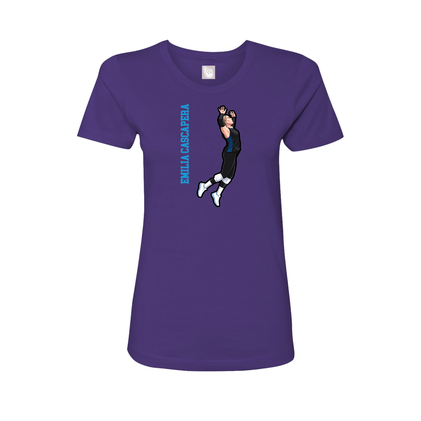 Fitted Women's Tee — Name Vertical in Purple