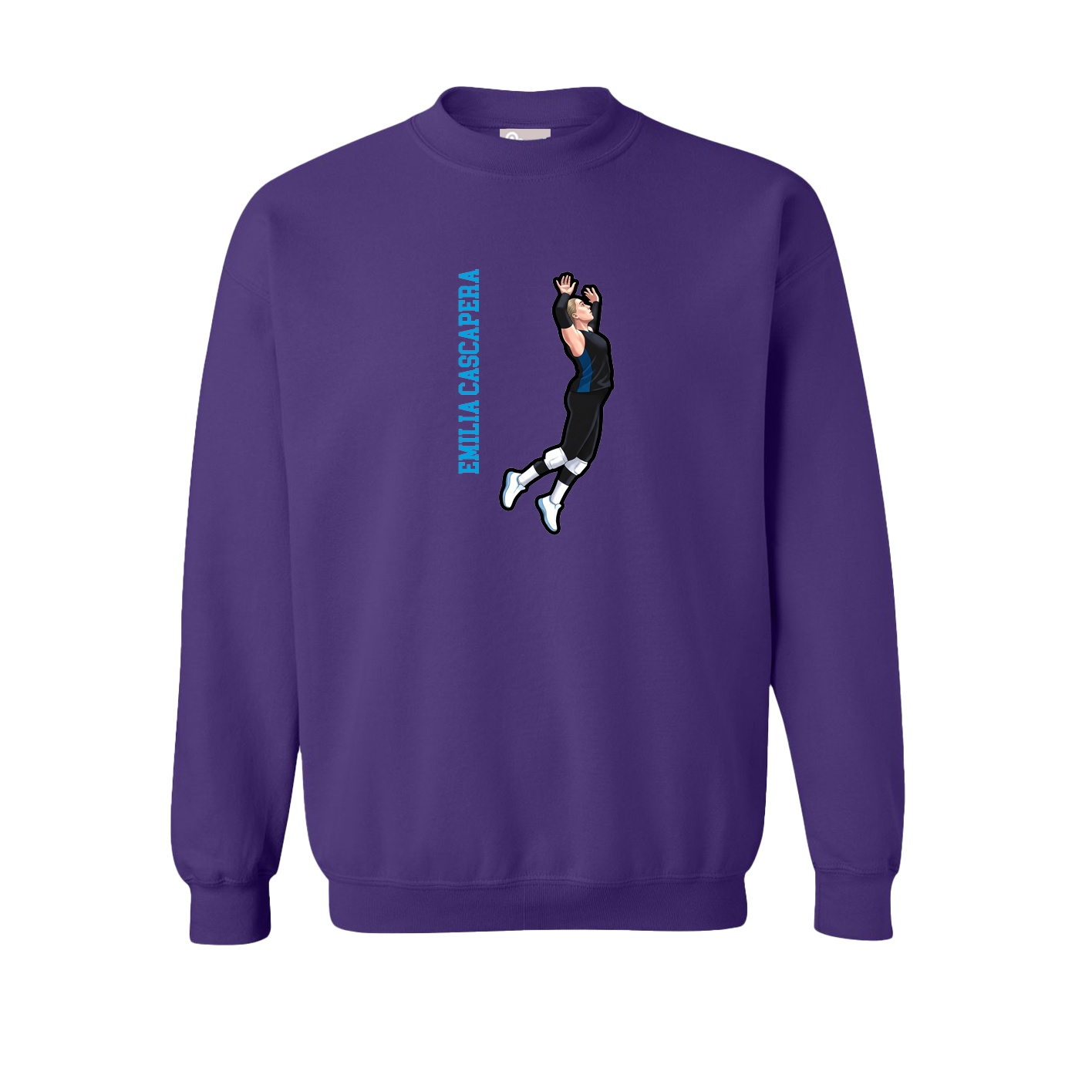 Fleece Crew — Name Vertical in Purple