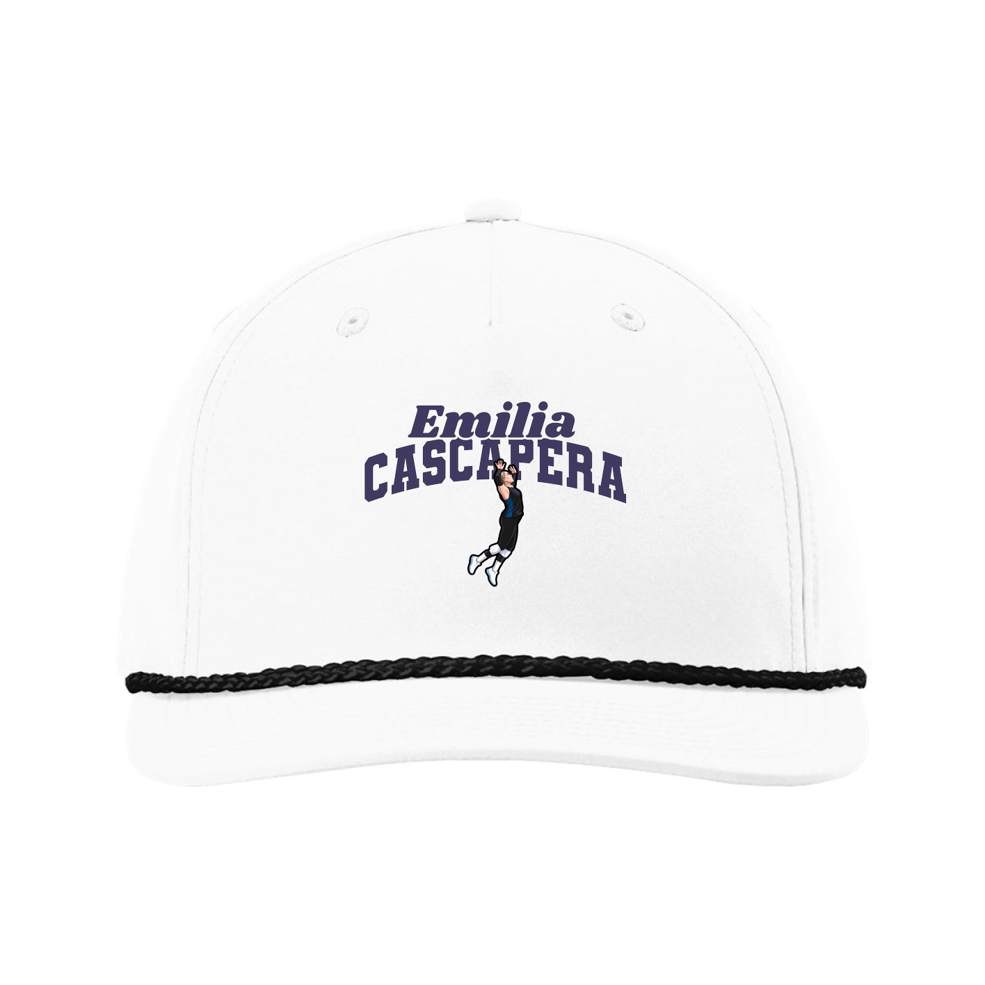 Five-Panel Classic Rope Cap — Signature Arch in White