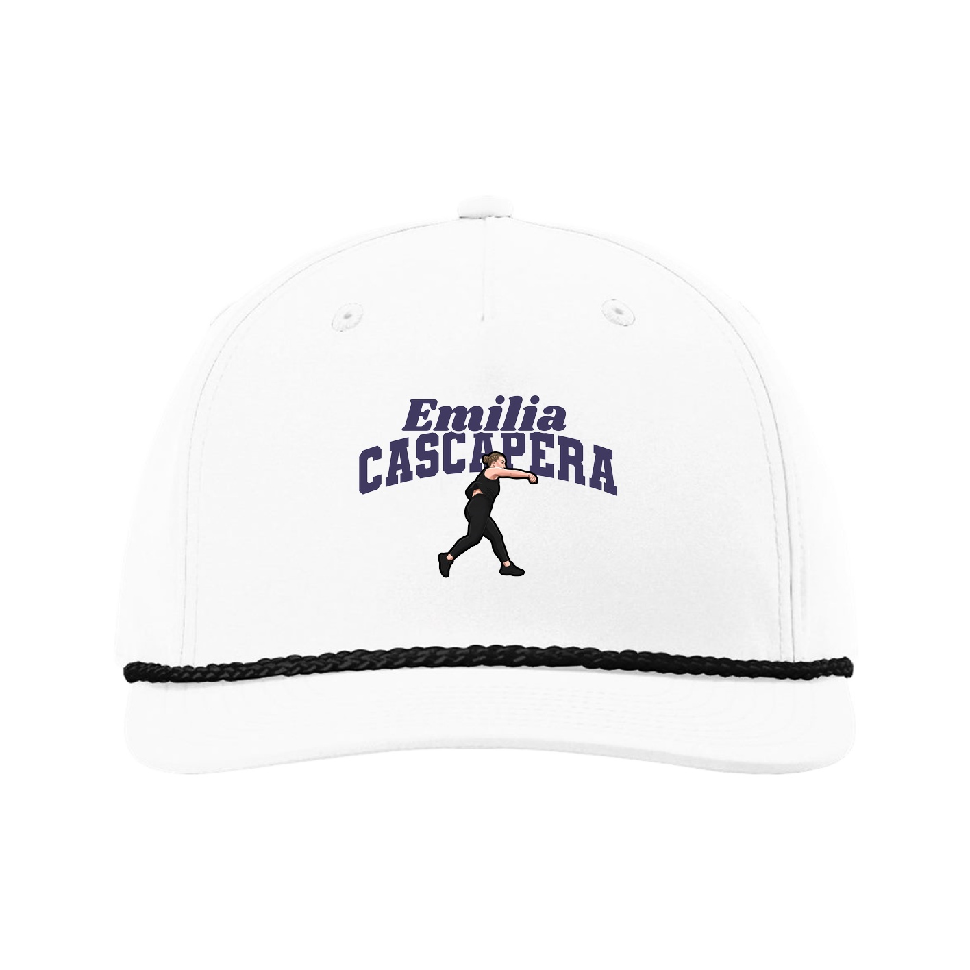 Five-Panel Classic Rope Cap — Signature Arch in White