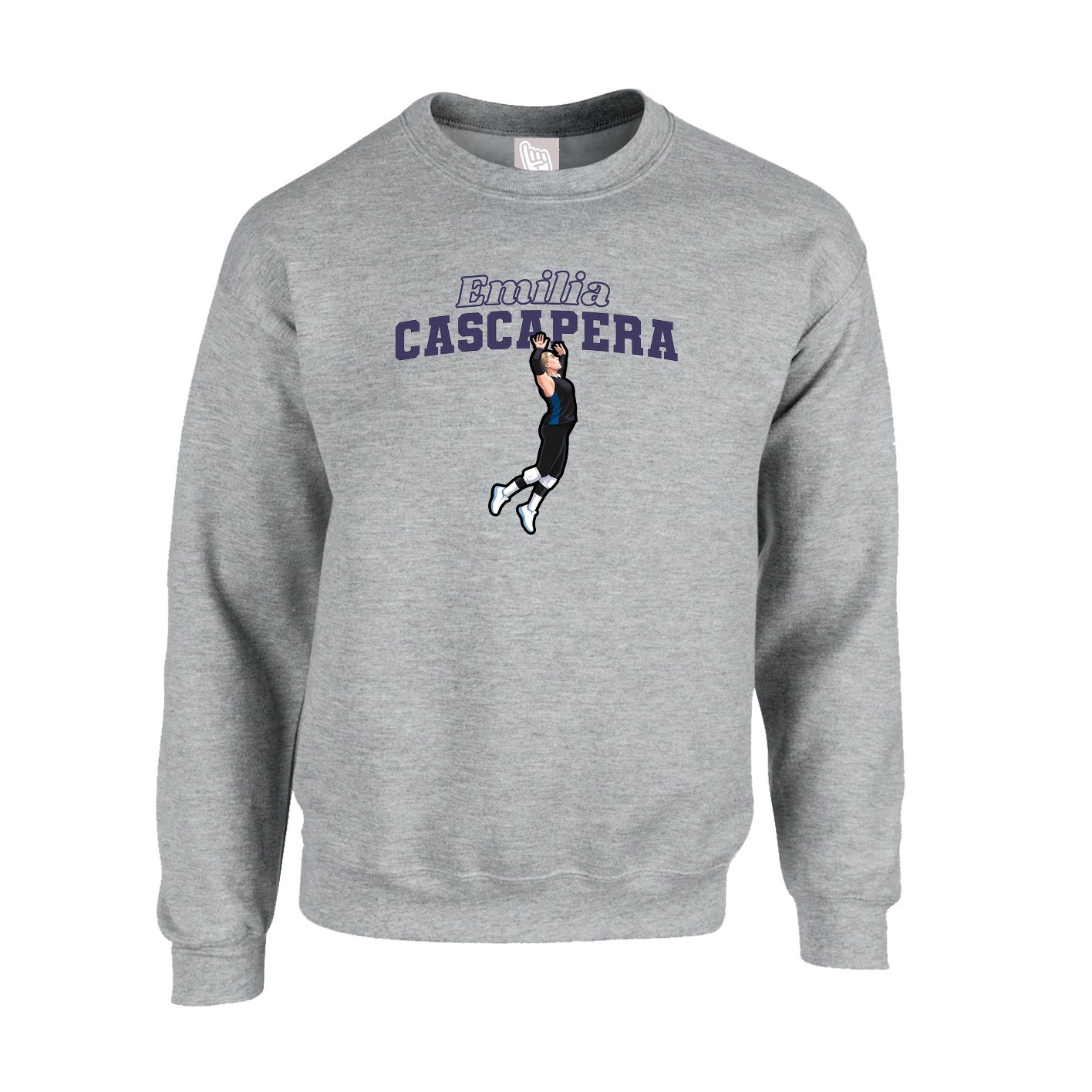 Fleece Crew — Name Arch in Grey