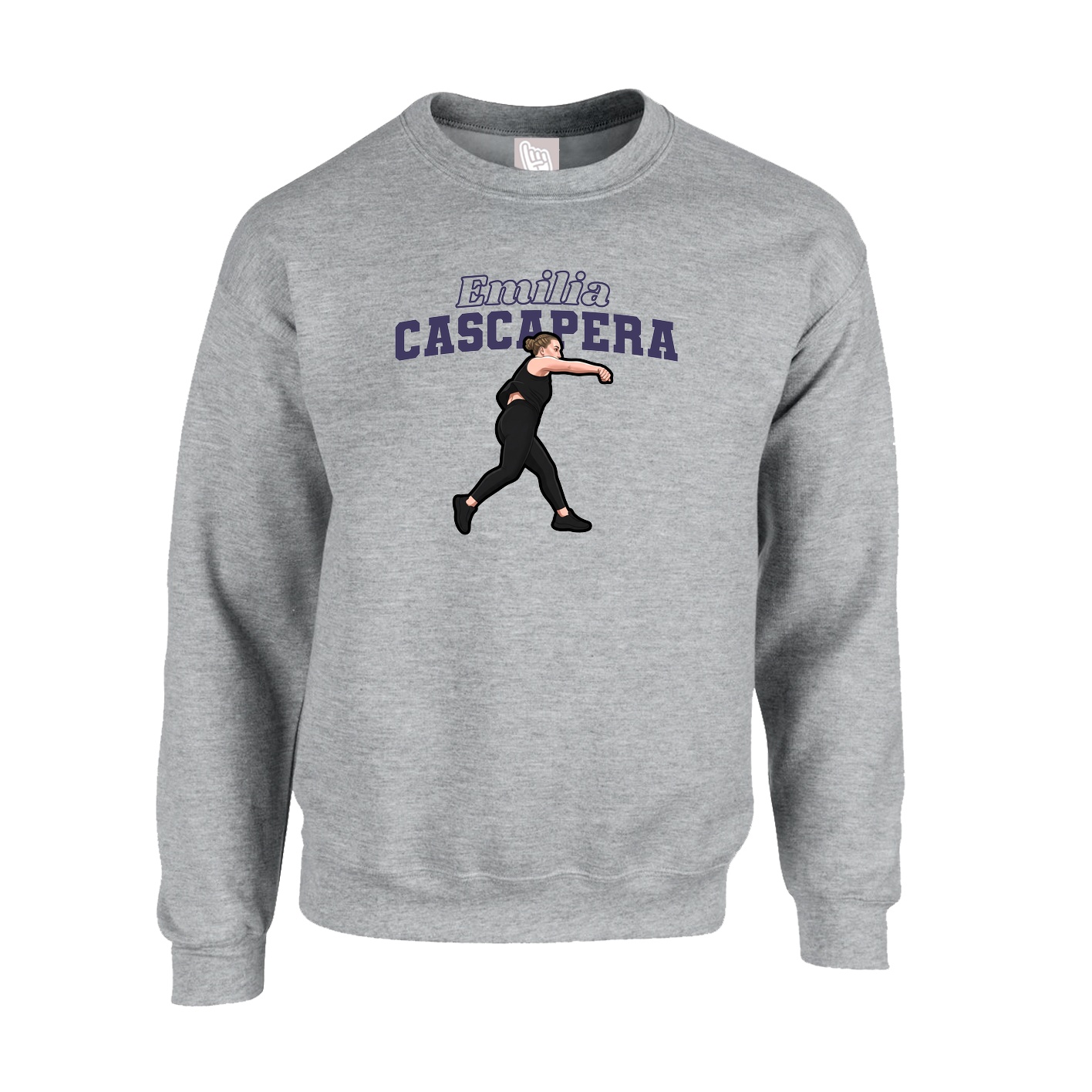 Fleece Crew — Name Arch in Grey