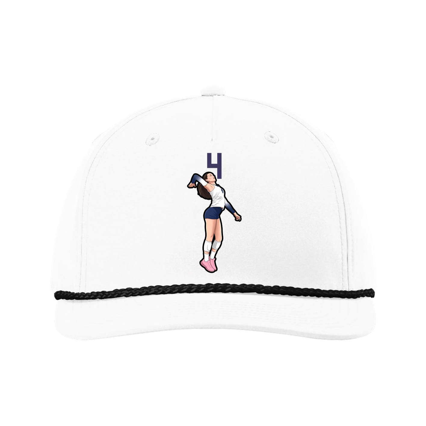Five-Panel Classic Rope Cap — Number Top in White