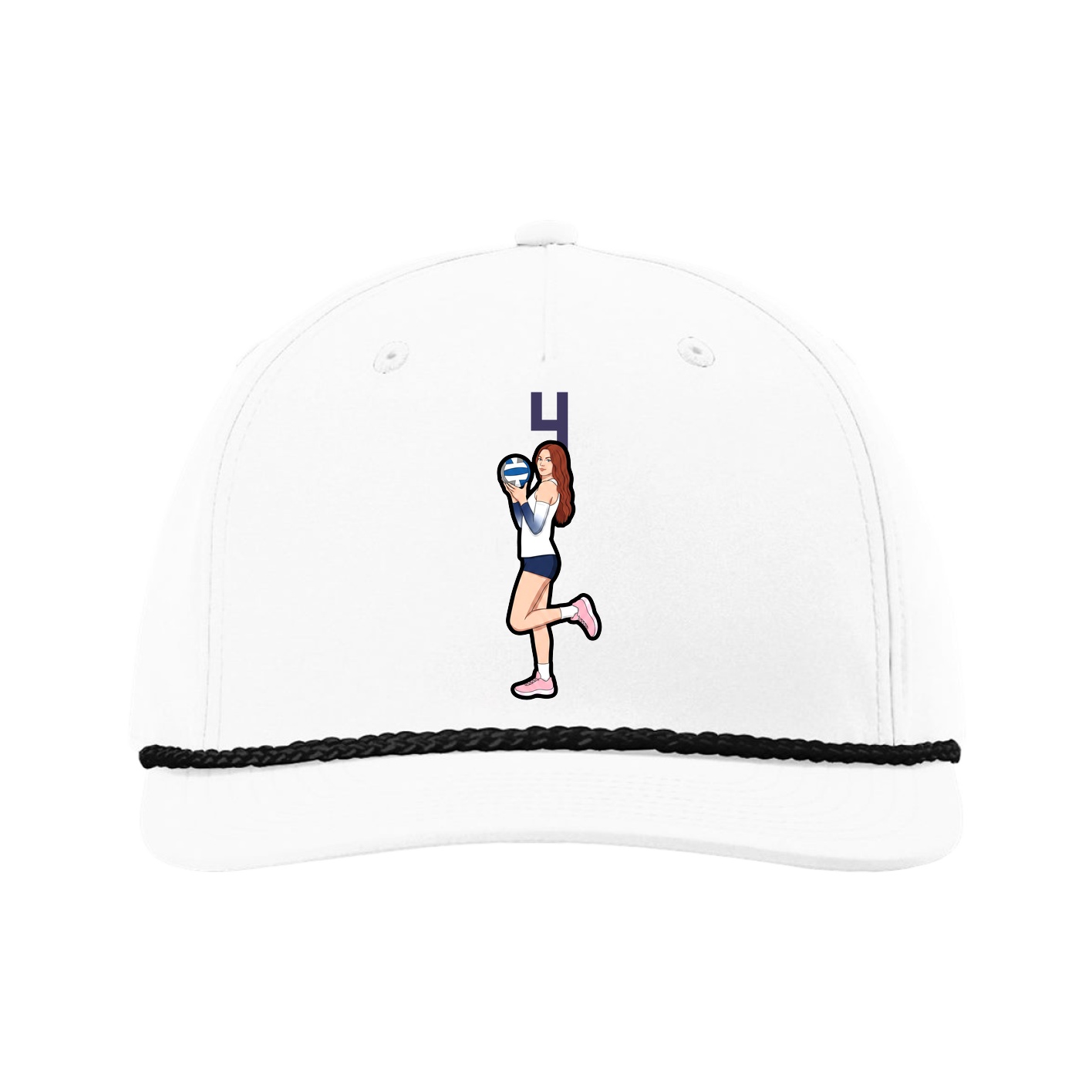 Five-Panel Classic Rope Cap — Number Top in White