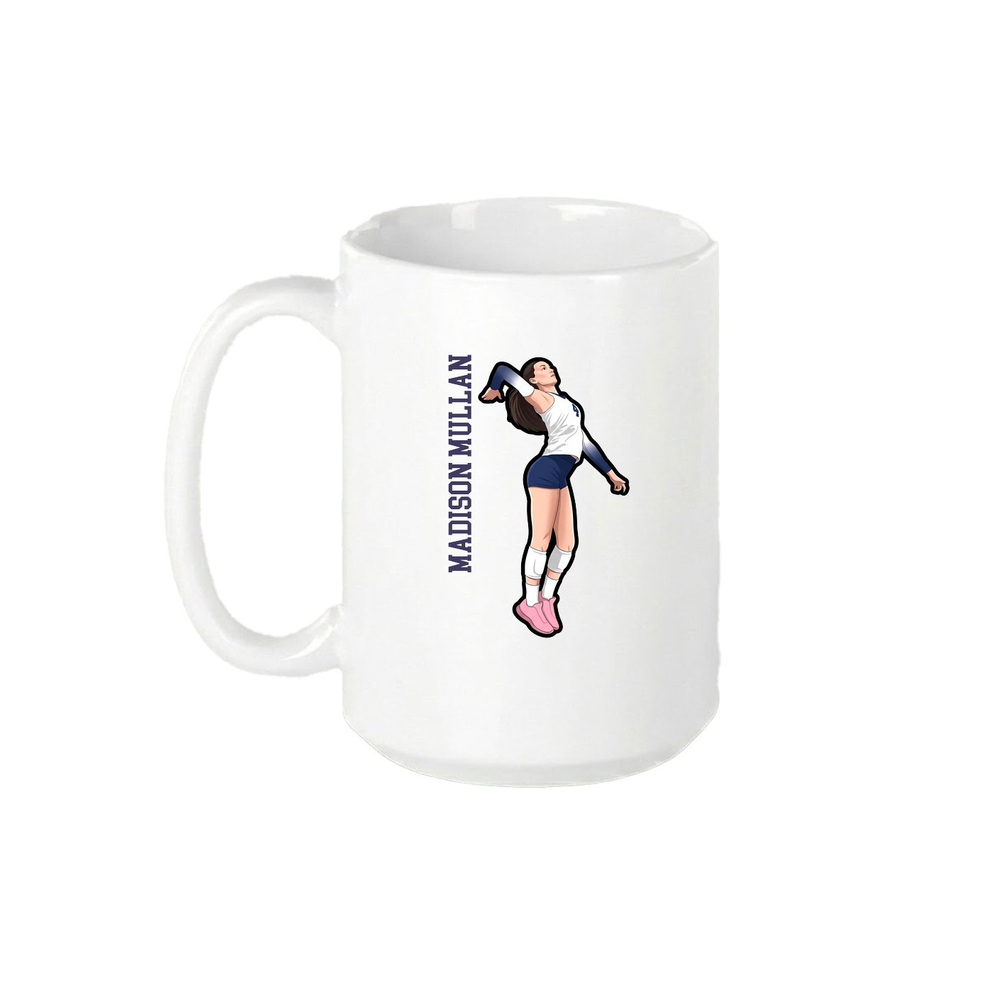 15oz Coffee Mug — Name Vertical in White