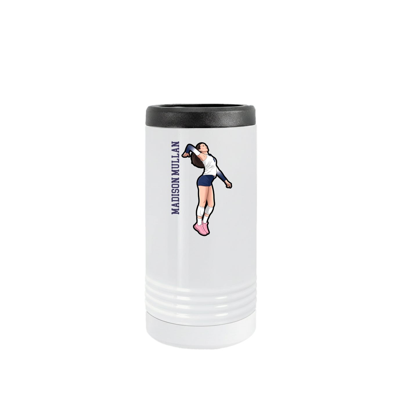 Slim Beverage Holder — Name Vertical in White