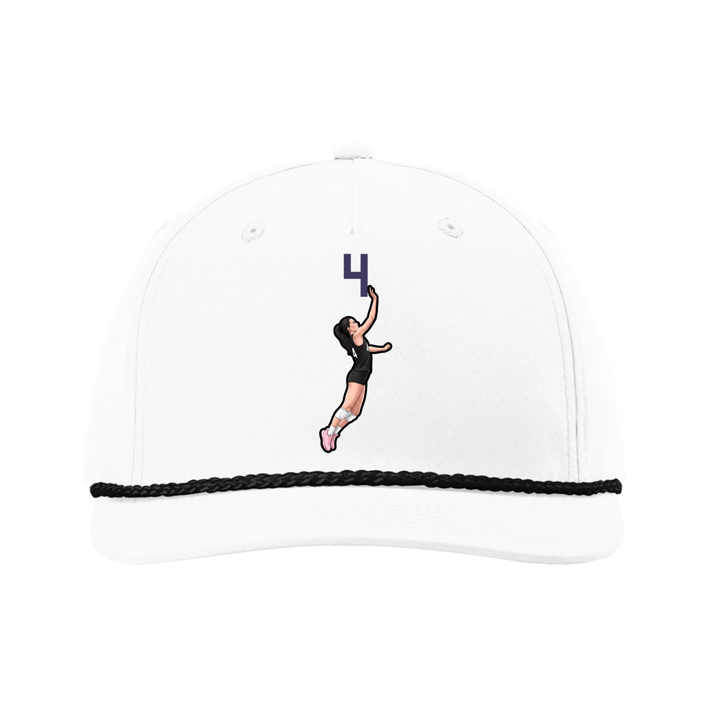 Five-Panel Classic Rope Cap — Number Top in White