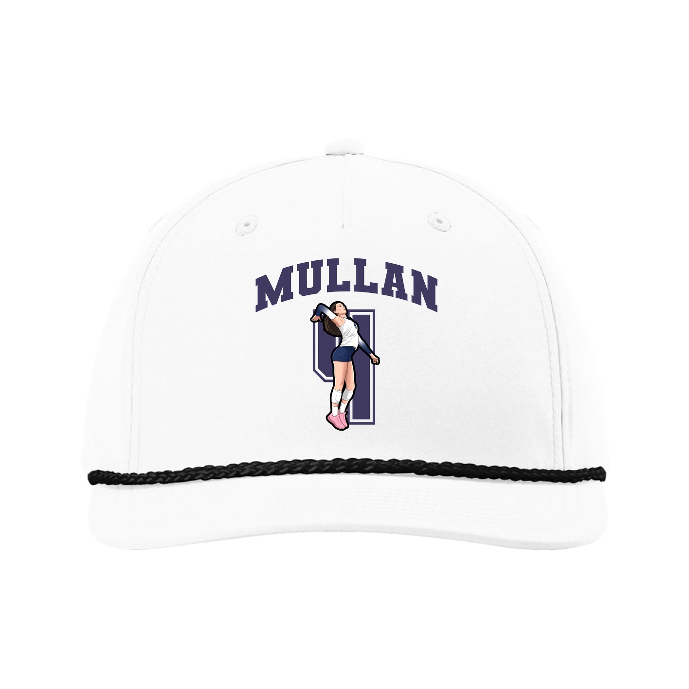 Five-Panel Classic Rope Cap — Number in White