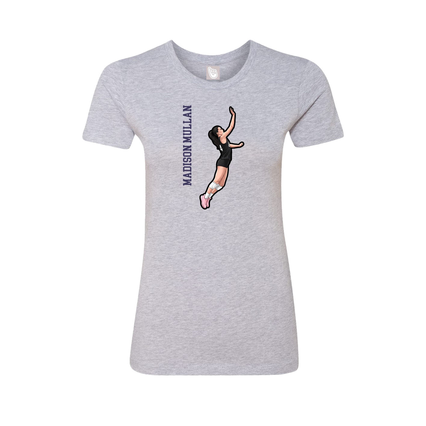 Fitted Women's Tee — Name Vertical in Grey