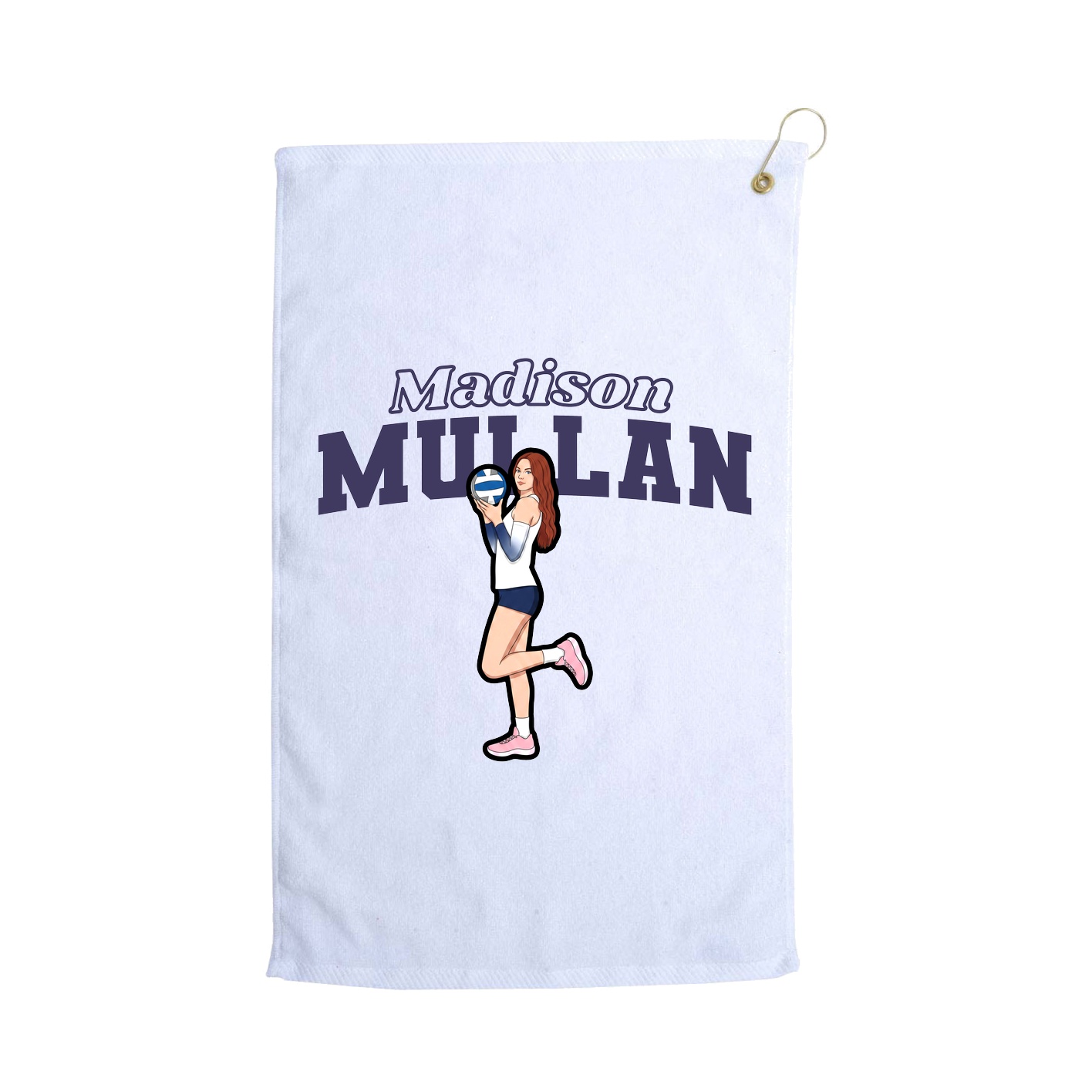 Golf Towel — Name Arch in White