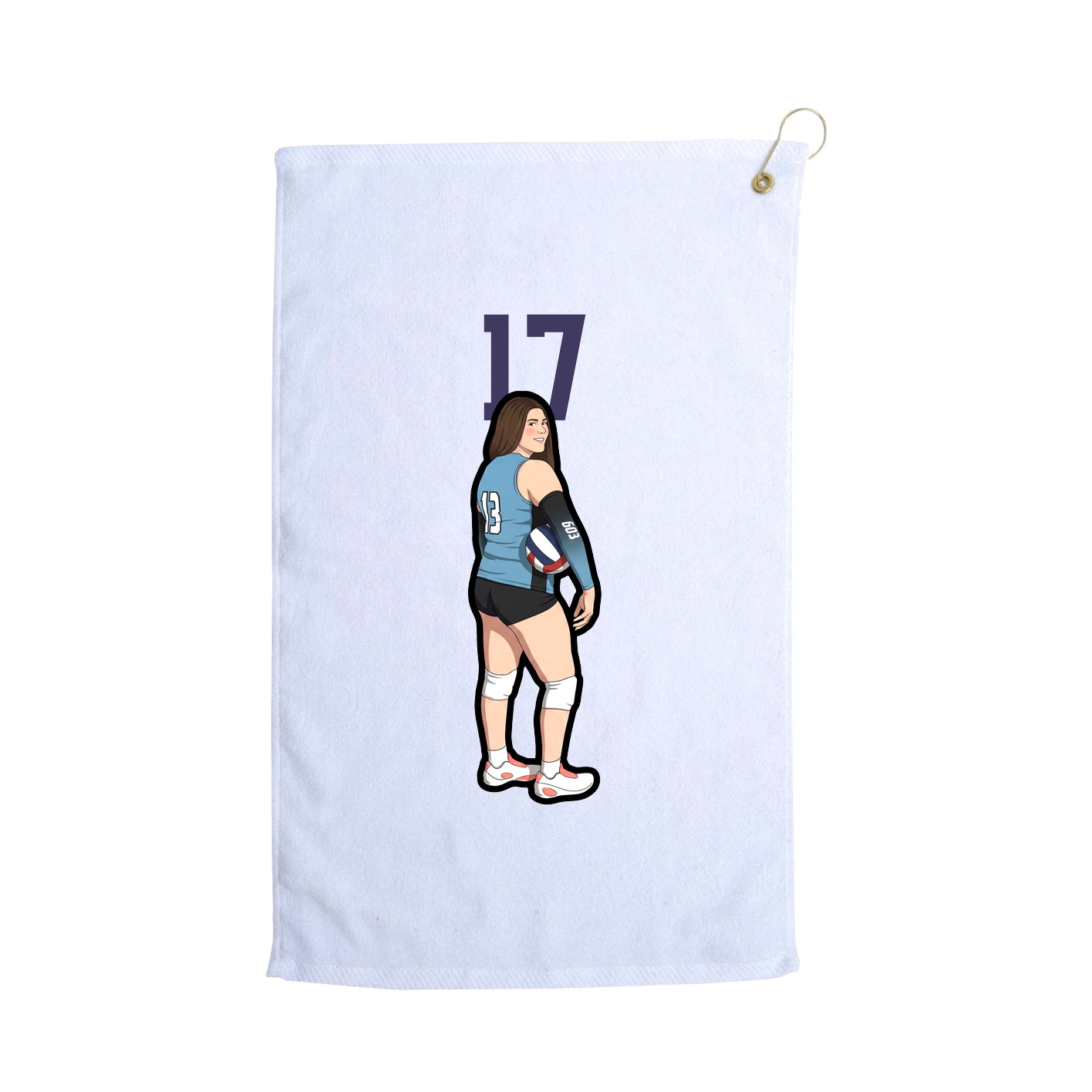 Golf Towel — Number Top in White
