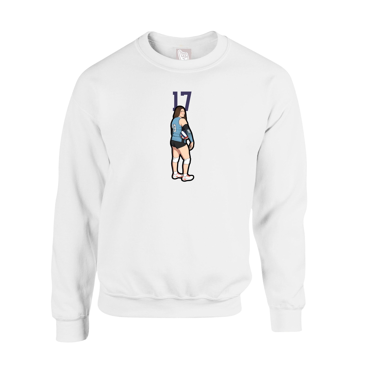 Fleece Crew — Number Top in White