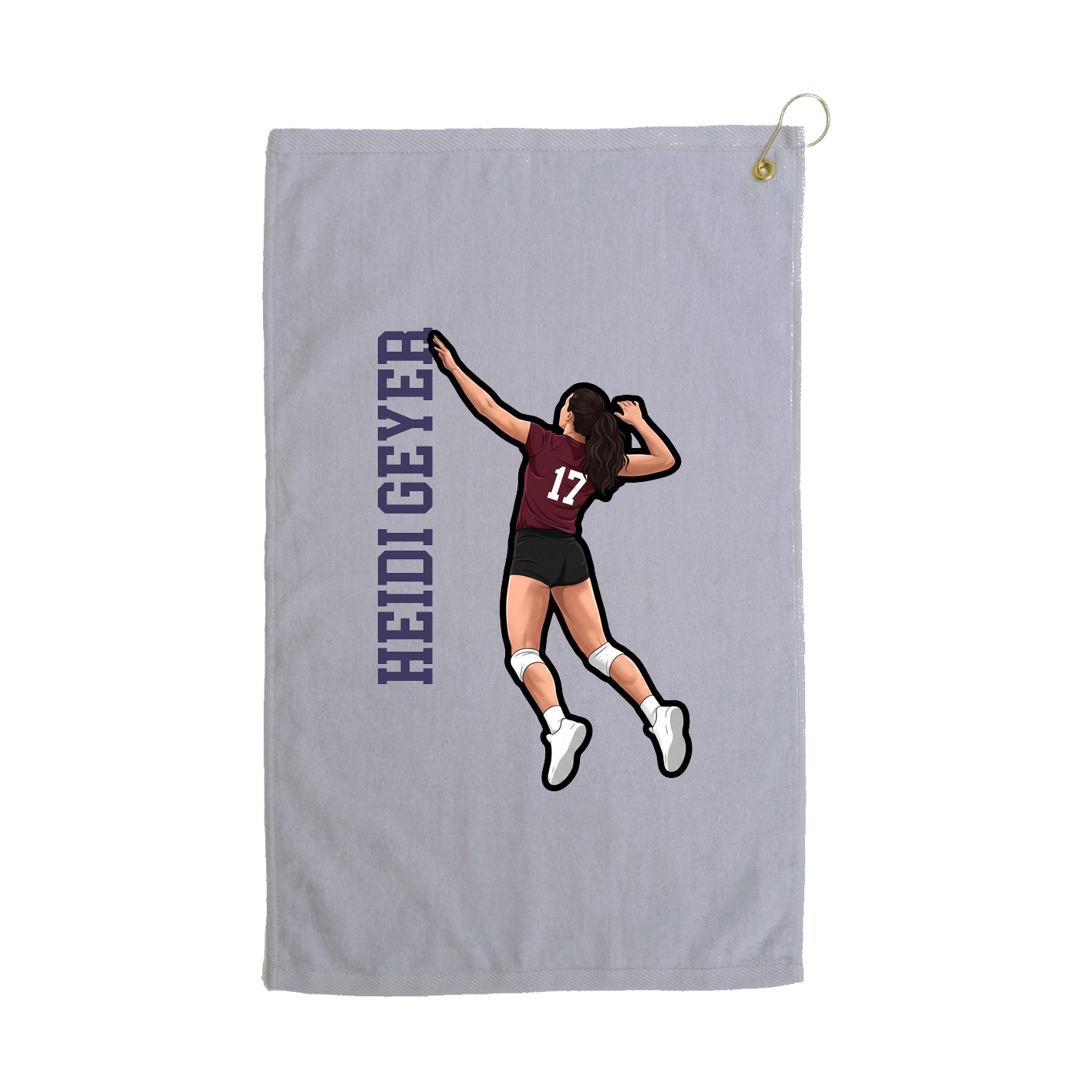 Golf Towel — Name Vertical in Grey