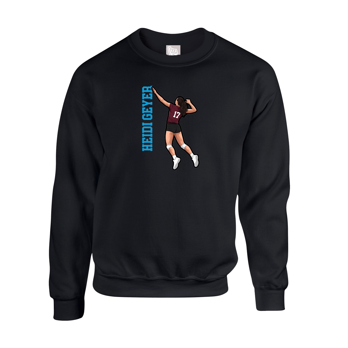 Fleece Crew — Name Vertical in Black
