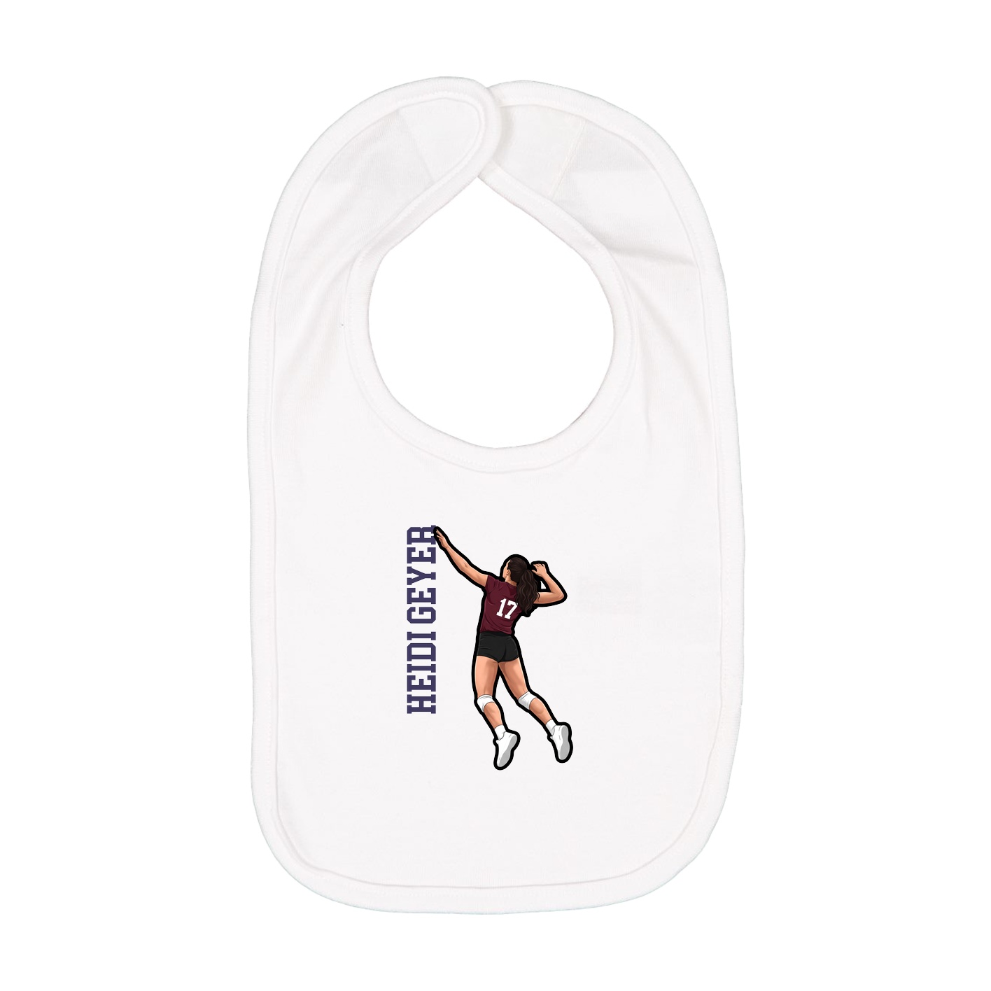 Infant Bib — Name Vertical in White