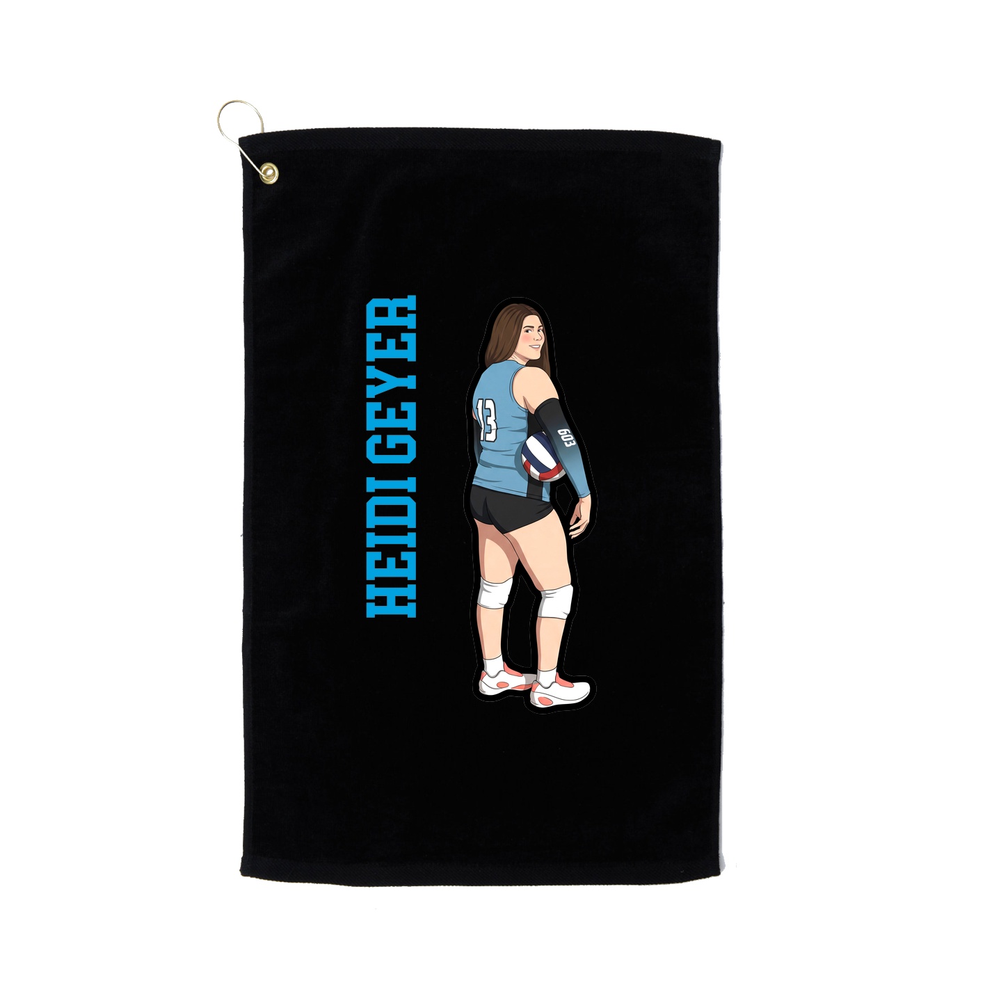 Golf Towel — Name Vertical in Black