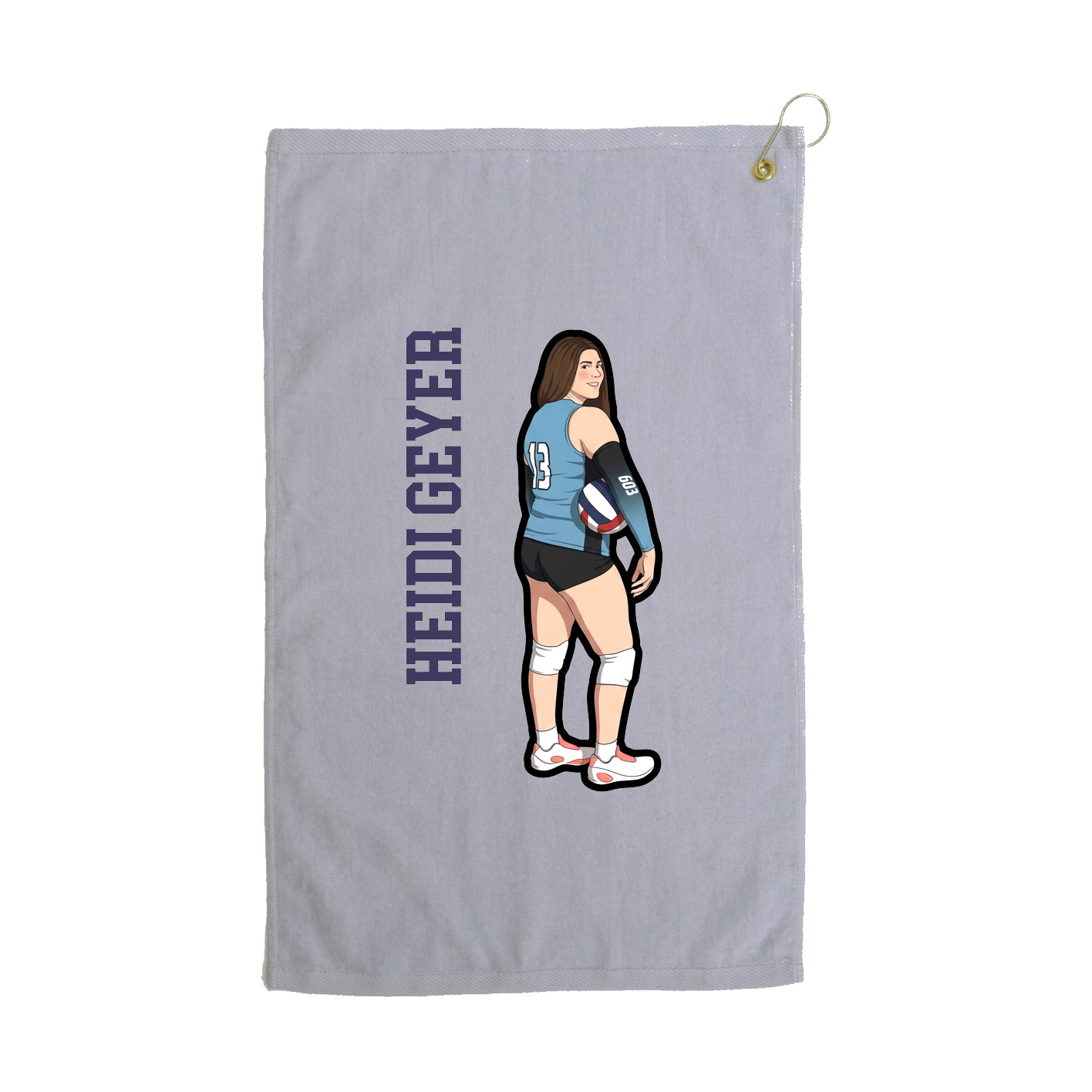 Golf Towel — Name Vertical in Grey