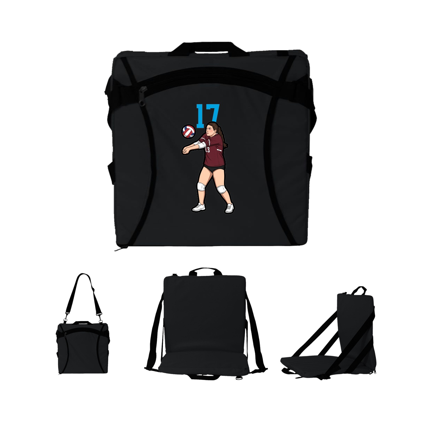 Folding Stadium Seat — Number Top in Black