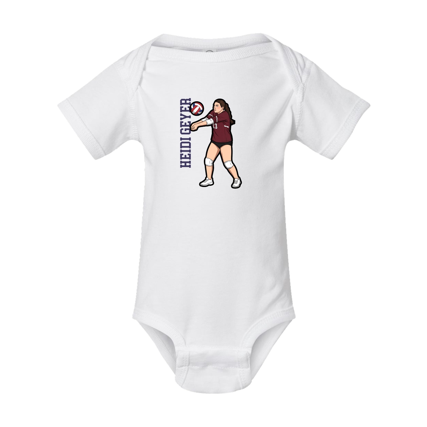 Baby Onesie — Name Vertical in White