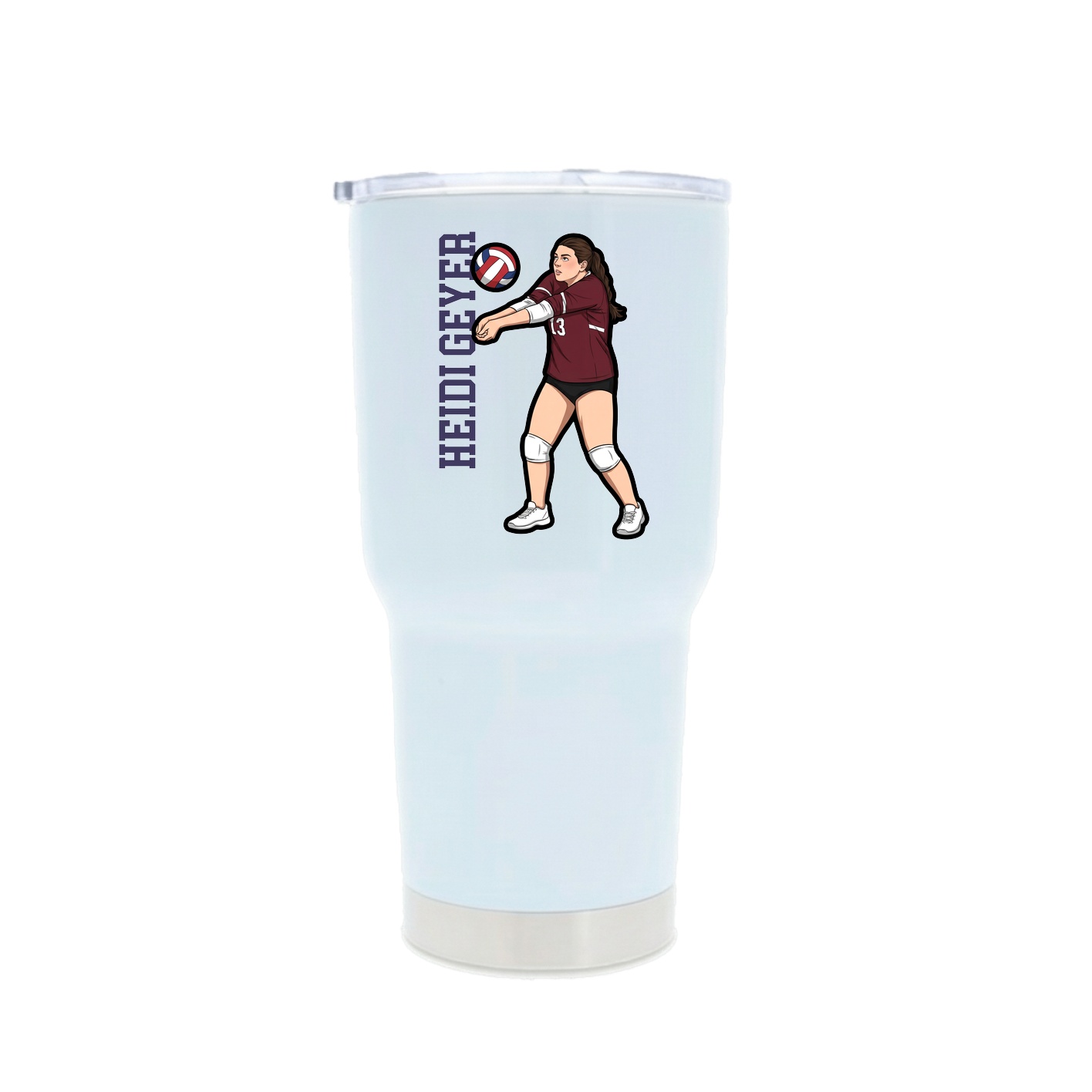 30oz Stainless Steel Tumbler — Name Vertical in White