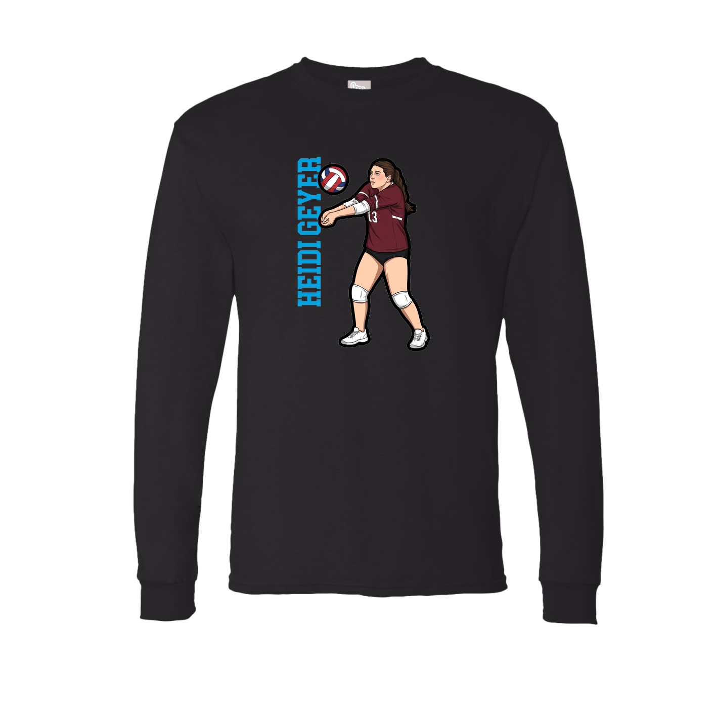 Long Sleeve Tee — Name Vertical in Black