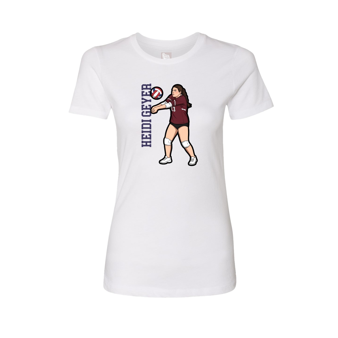 Fitted Women's Tee — Name Vertical in White