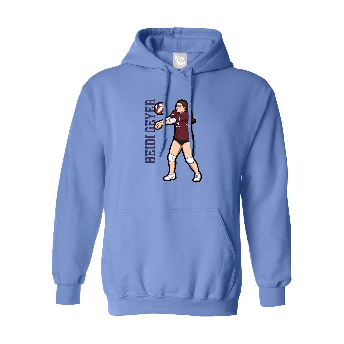 Youth Hoodie — Name Vertical in Powder Blue
