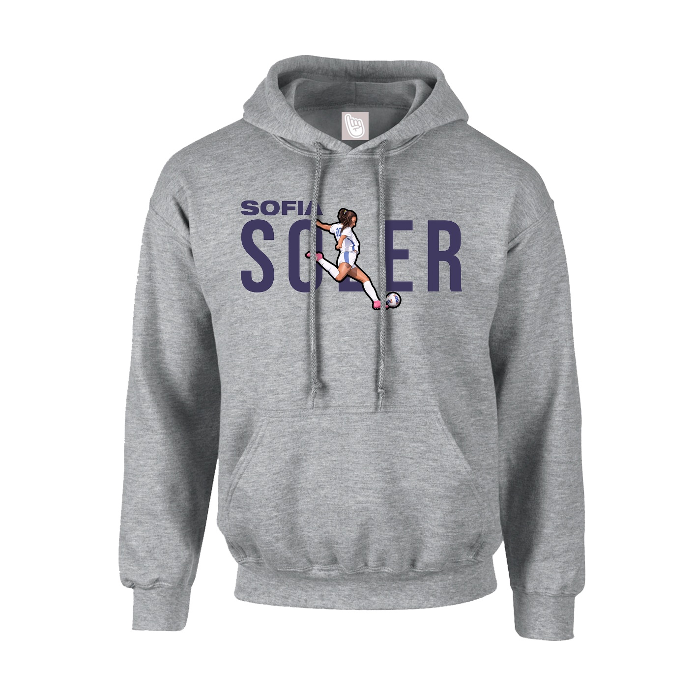 Hoodie — Player Name in Grey