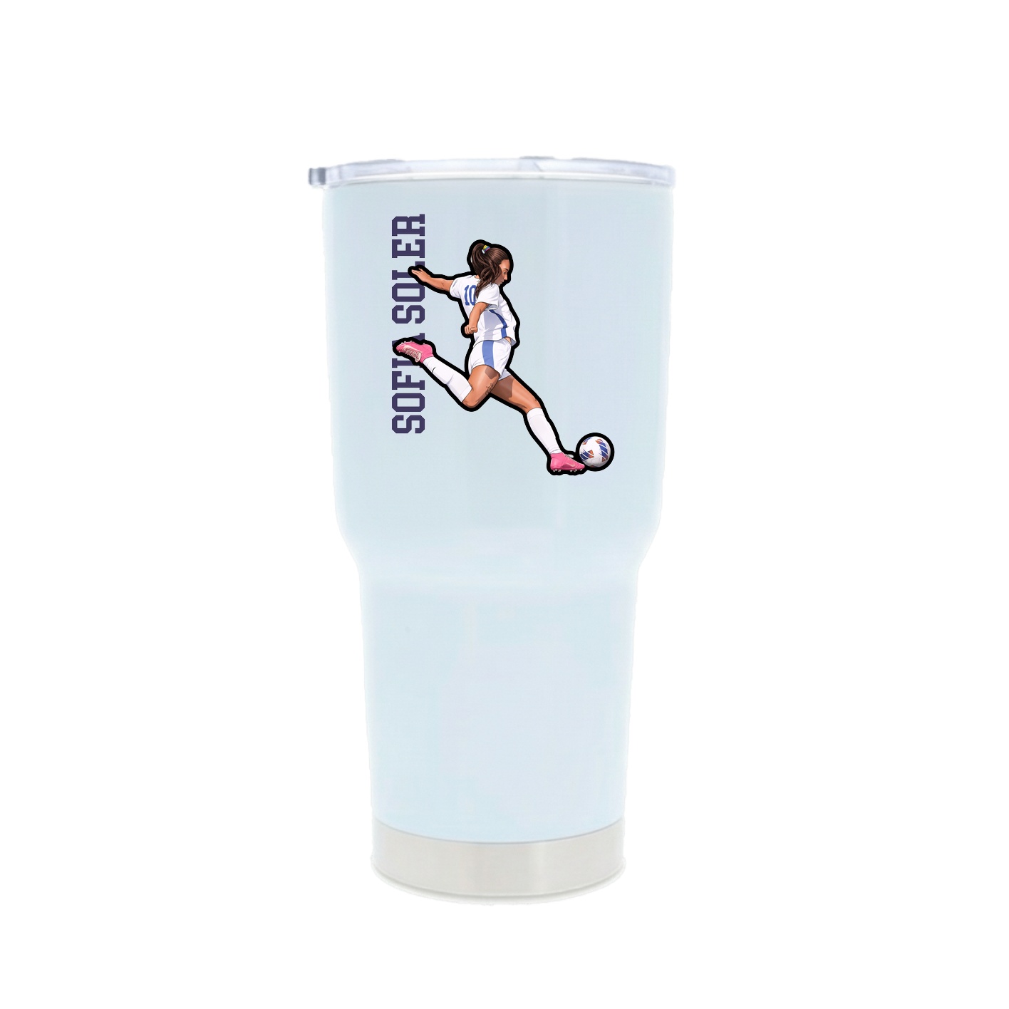 30oz Stainless Steel Tumbler — Name Vertical in White
