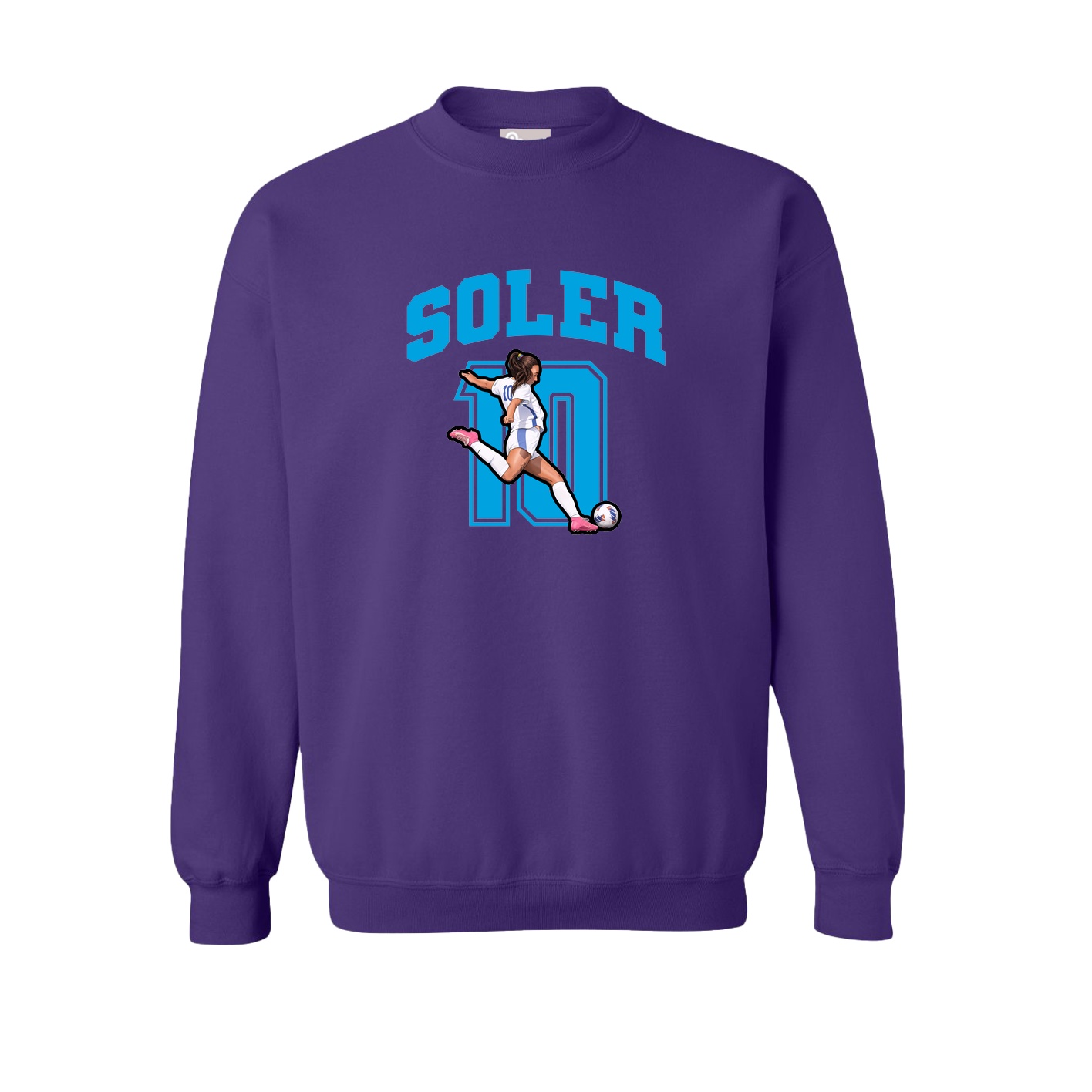 Fleece Crew — Number in Purple