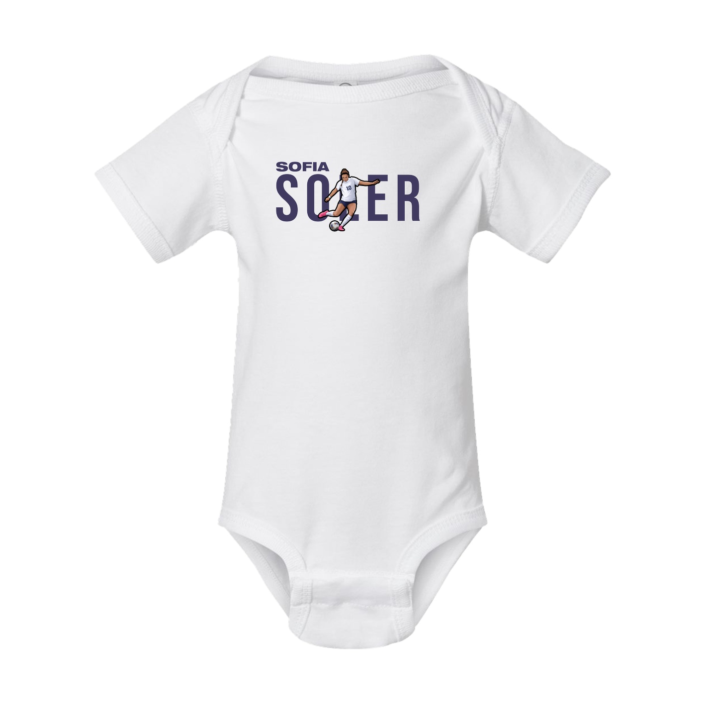 Baby Onesie — Player Name in White