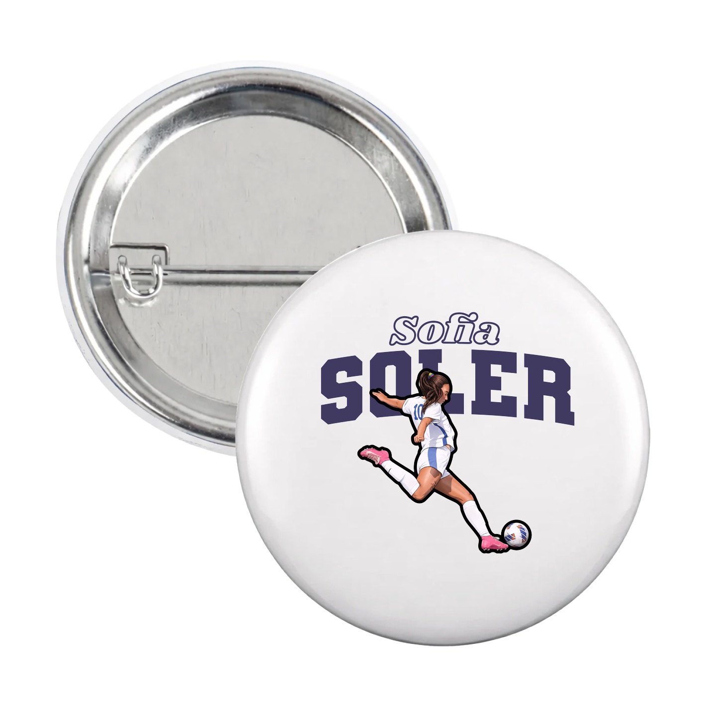 Game Day Button — Name Arch in White